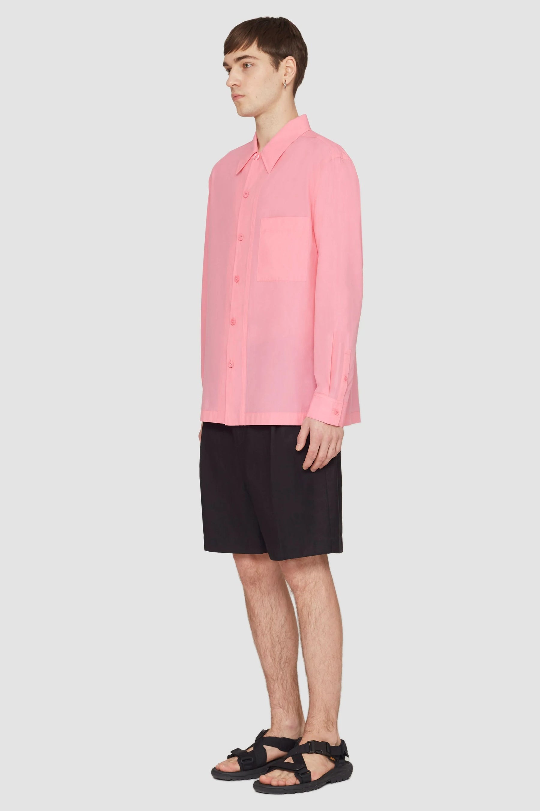 Long Sleeve Convertible Collar Sheer Shirt - 4