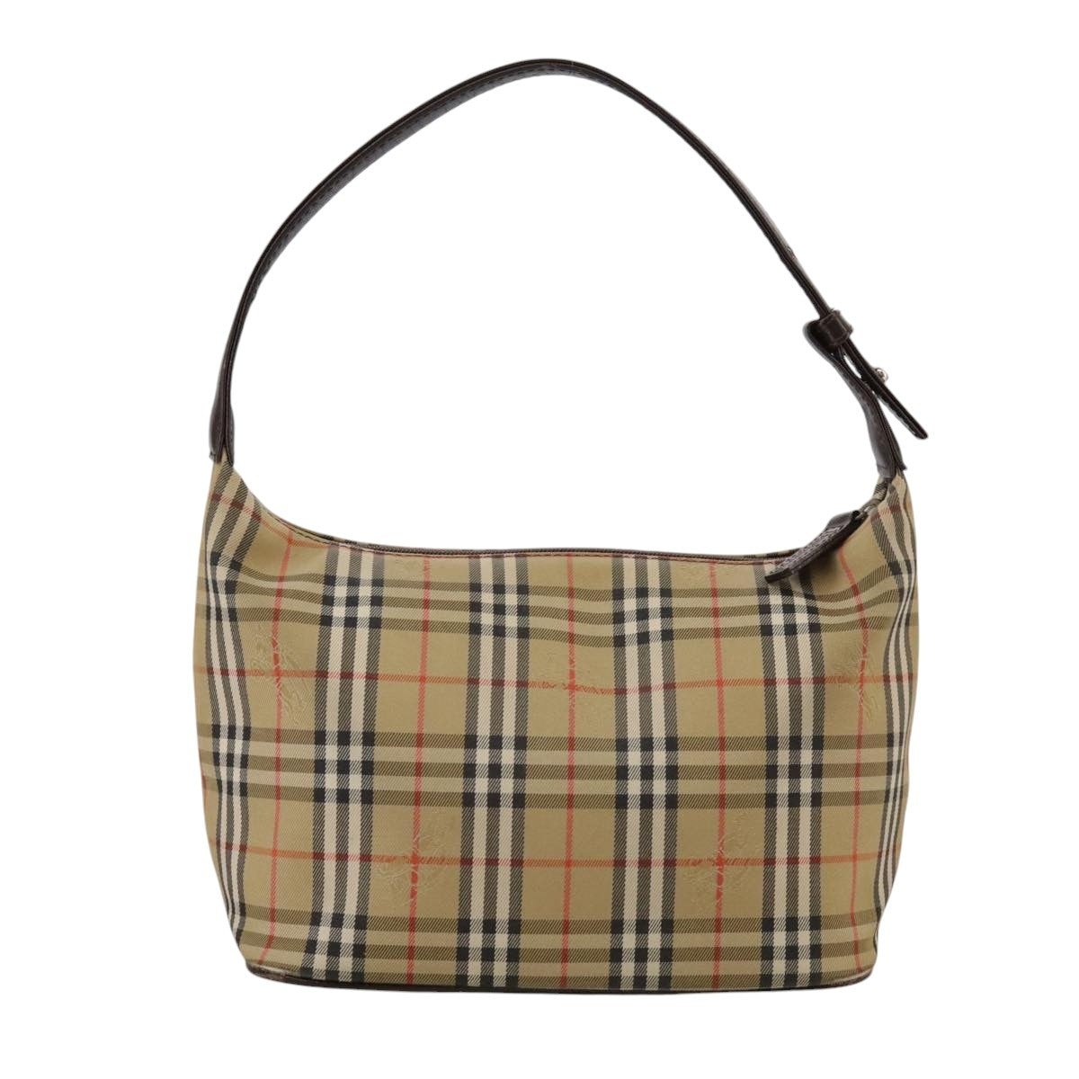 Burberry Hand Bag Canvas Leather Beige Brown Silver - 3