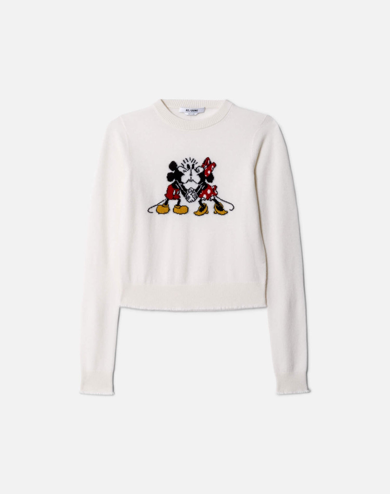 Cashmere "Mickey Mouse" Crewneck - Ivory Multi 1