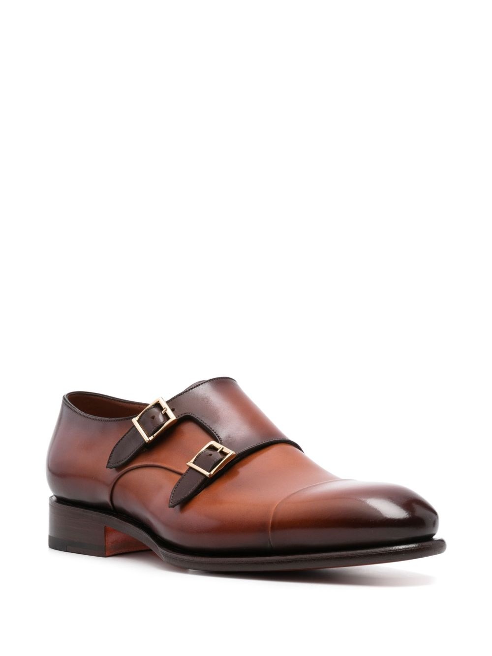 polished leather monk shoes - 2