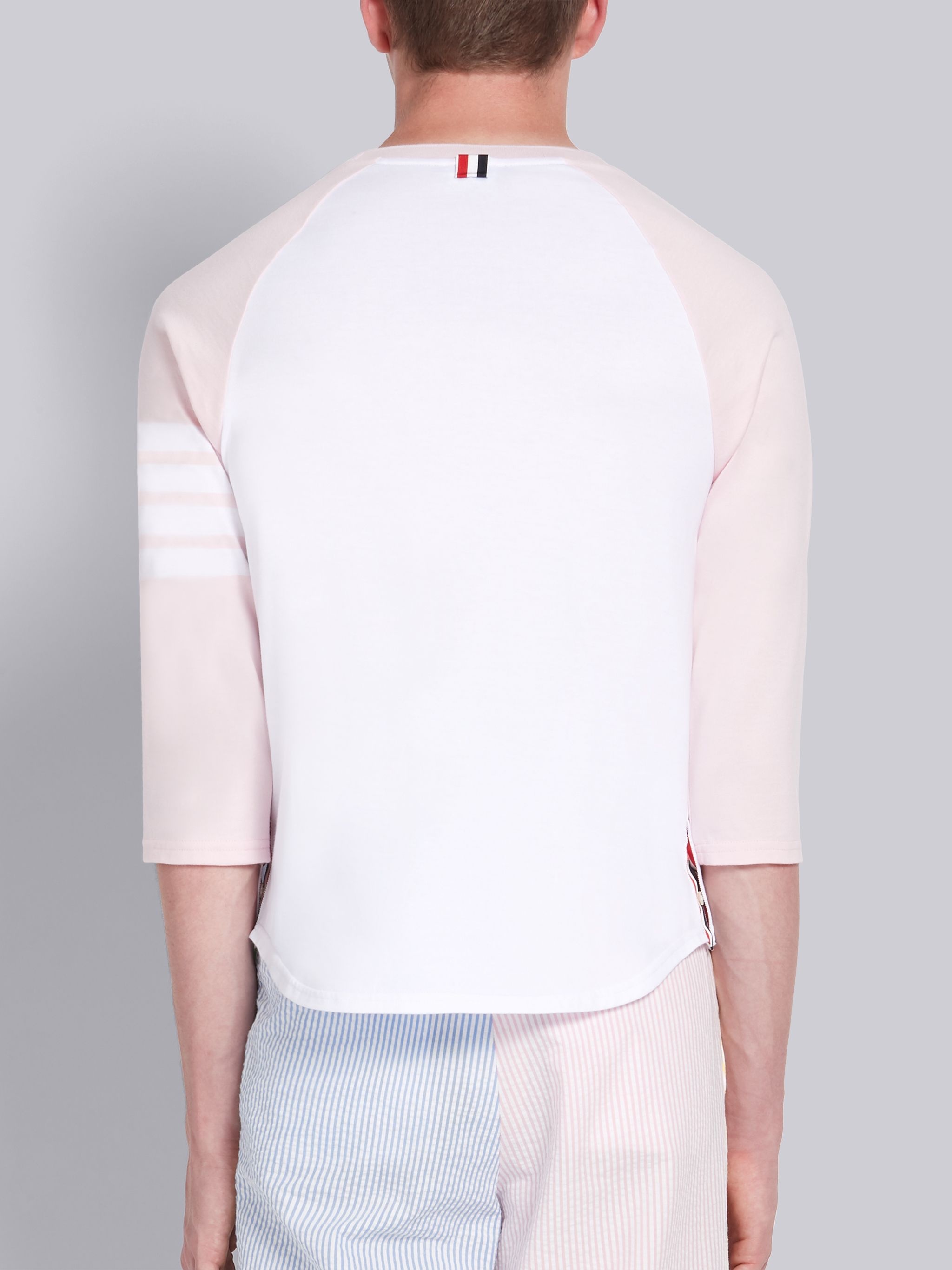 Pink Medium Weight Jersey 3/4 Sleeve 4-Bar Baseball Tee - 3