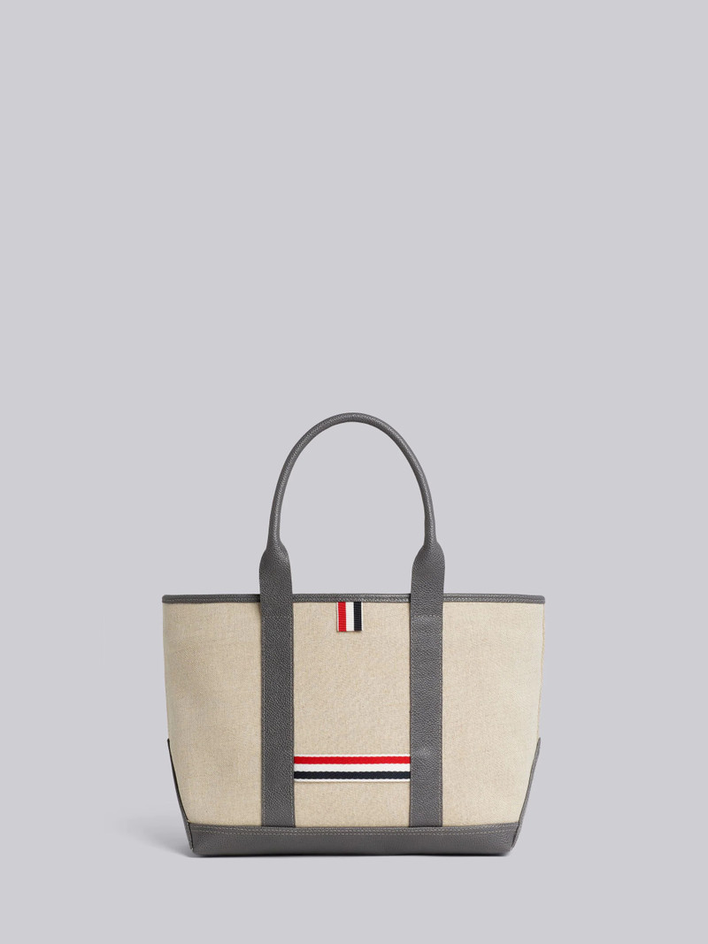 Light Grey Heavy Linen Leather Handle Small Tool Tote 1