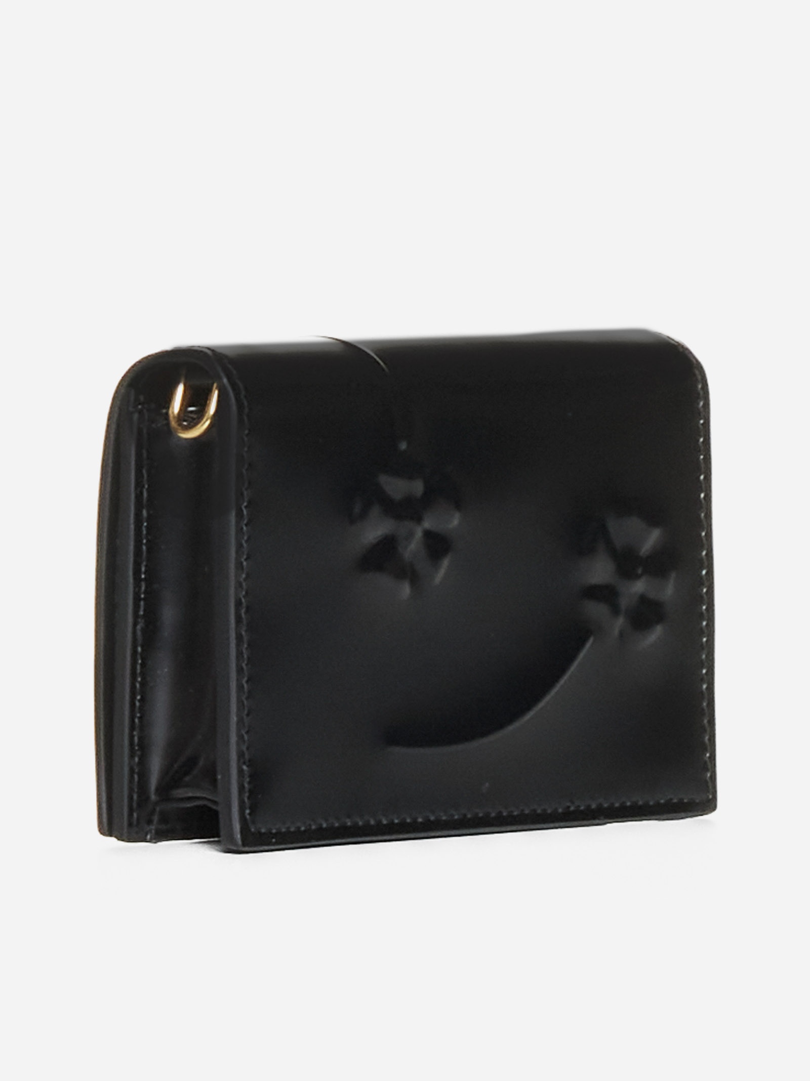 Strap-detail floral leather card holder - 4