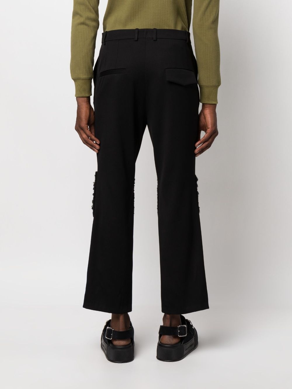 cropped crystal-embellished flared trousers - 4
