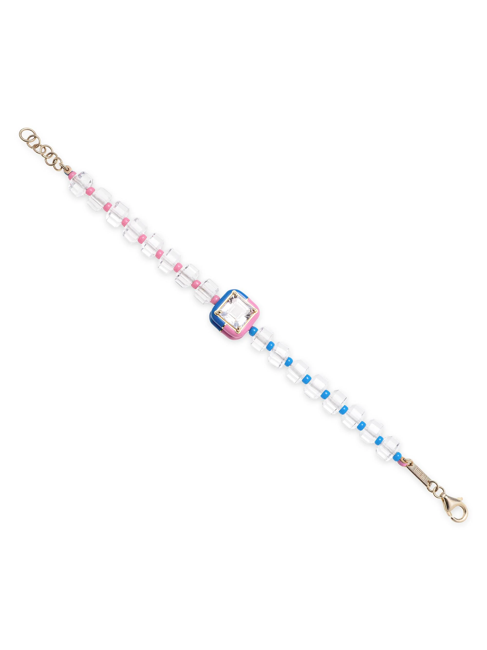 Women's B Color Goldtone Silver & Mixed-Media Beaded Bracelet/7" - Pink - 1