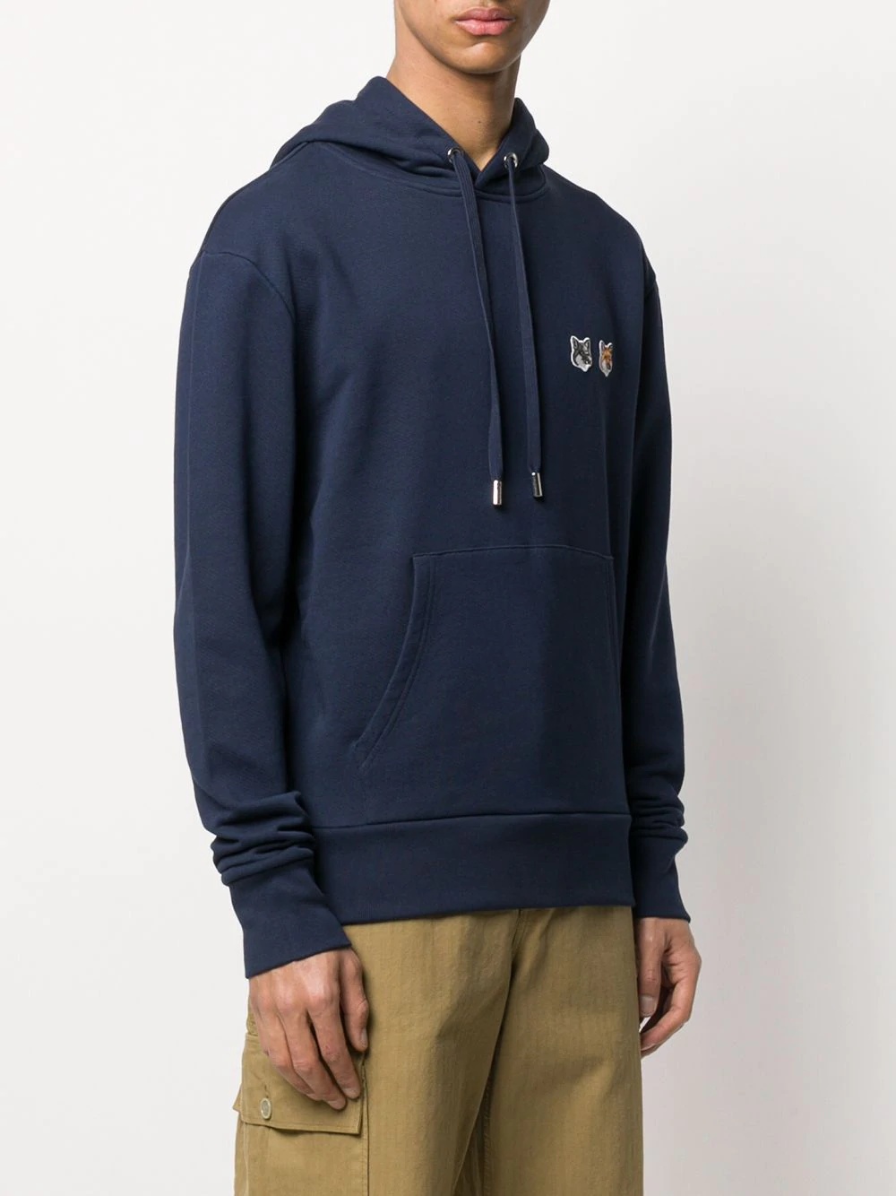 fox logo patch front pocket hoodie - 4