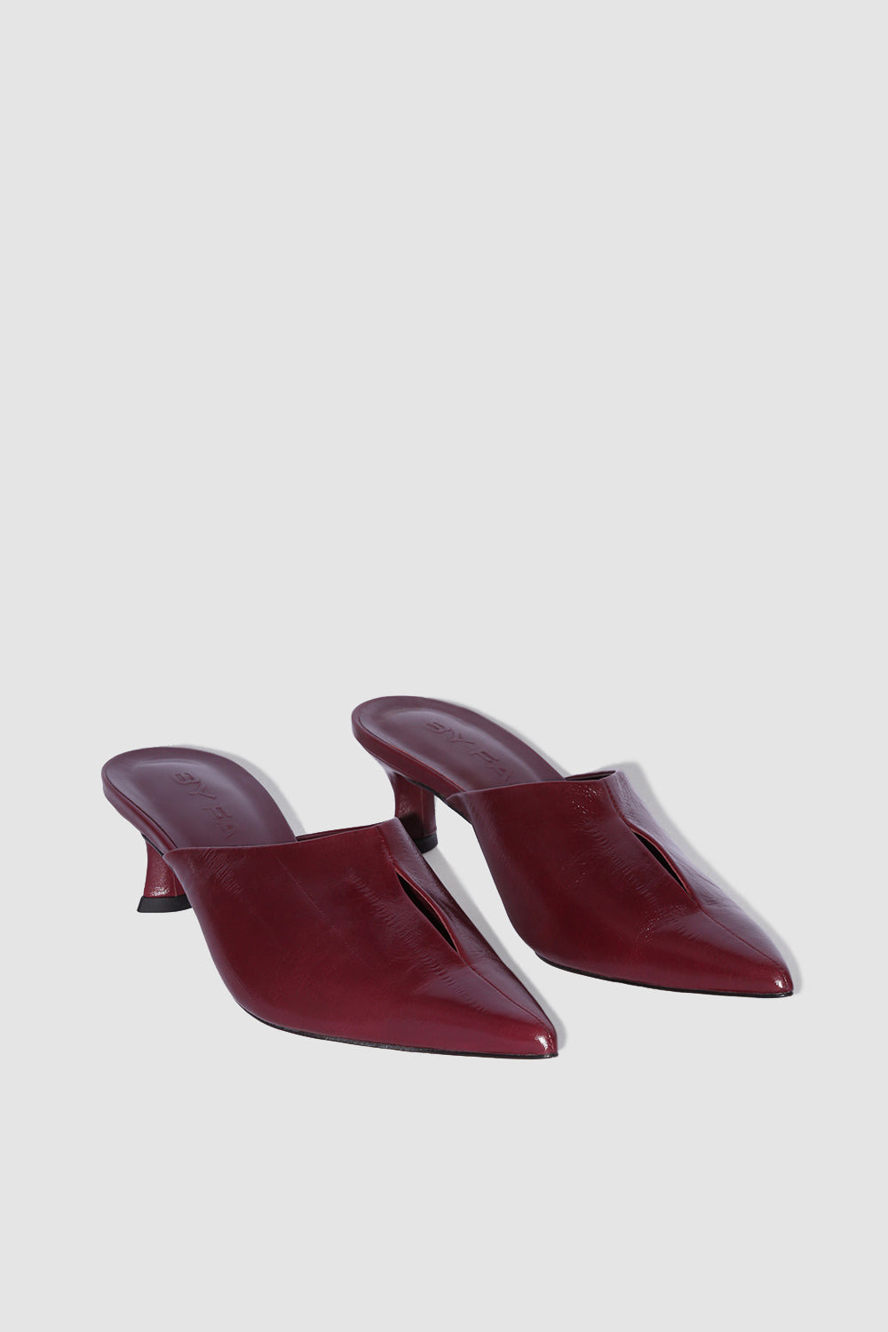 Luciana Sour Cherry Eel Embossed Leather Mule - 2
