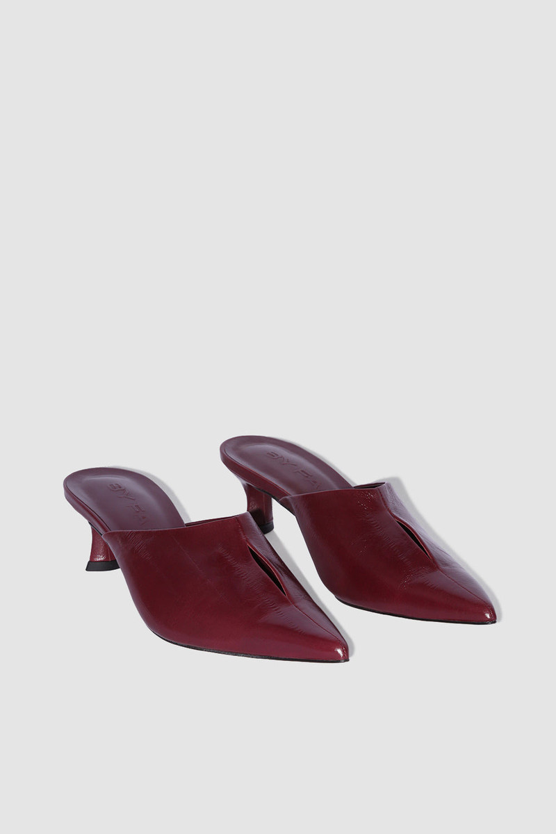 BY FAR Luciana Sour Cherry Eel Embossed Leather Mule outlook