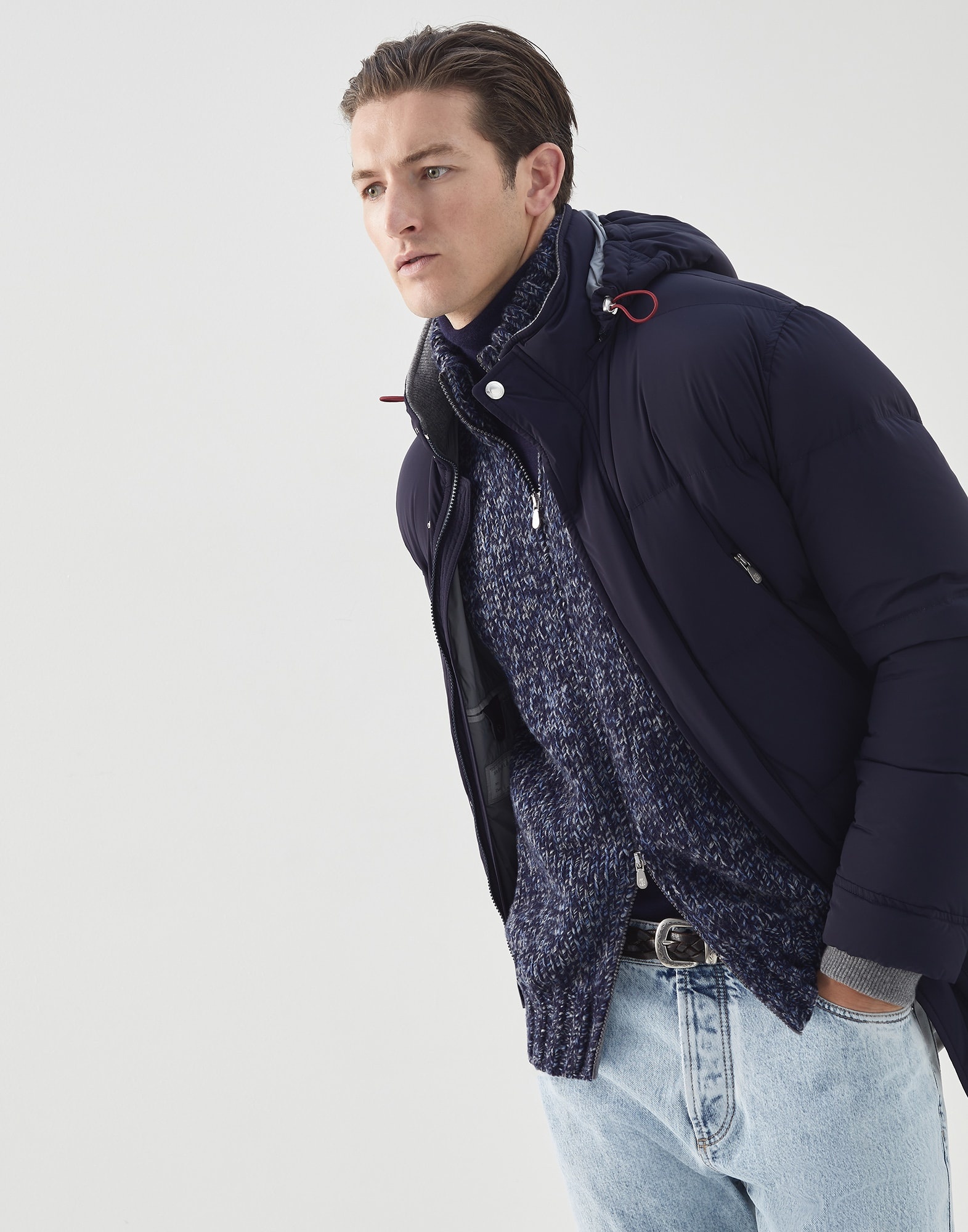 Bonded nylon long down coat with detachable hood - 4