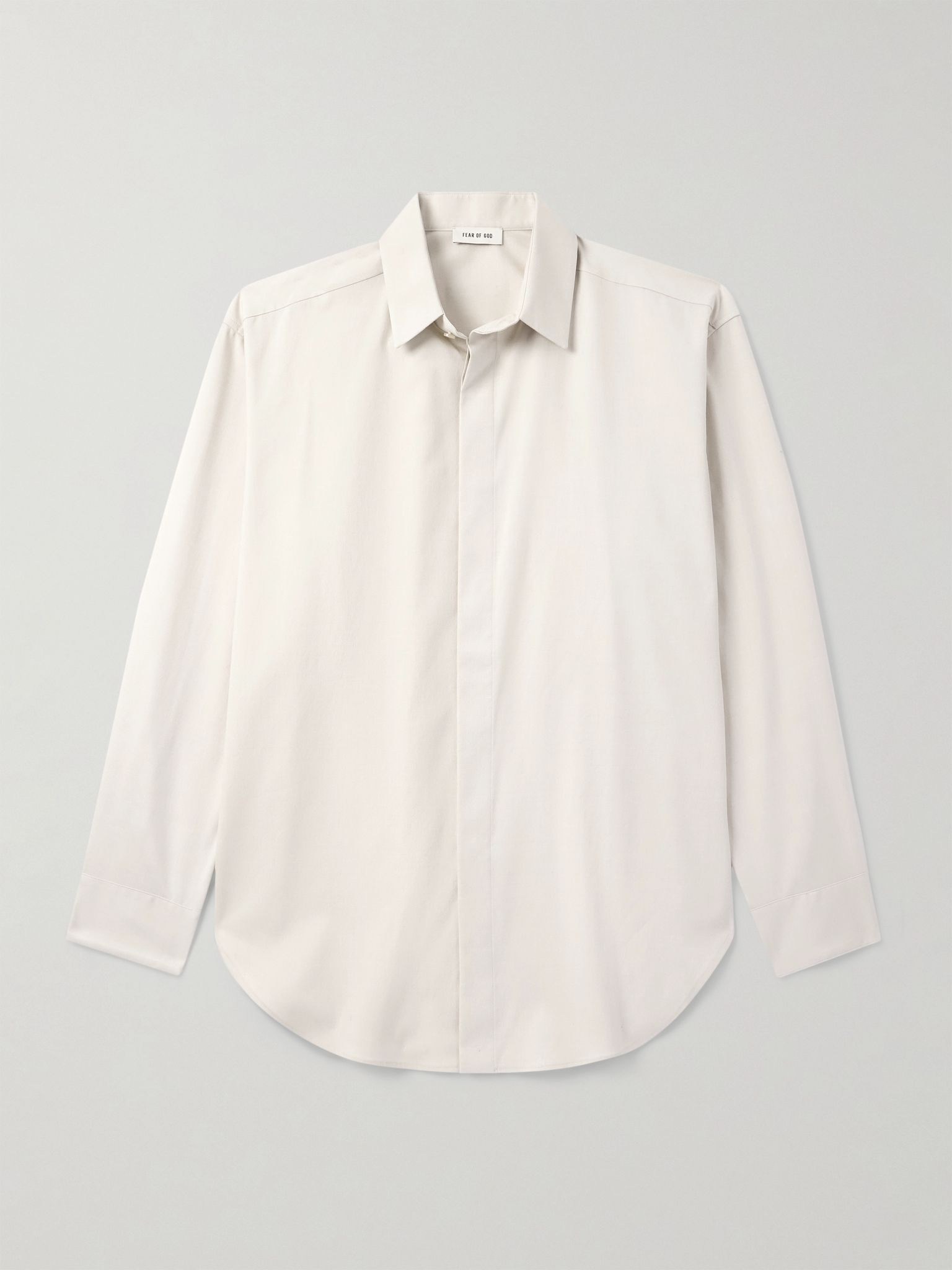 Oversized Button-Down Collar Cotton-Poplin Shirt White - 1