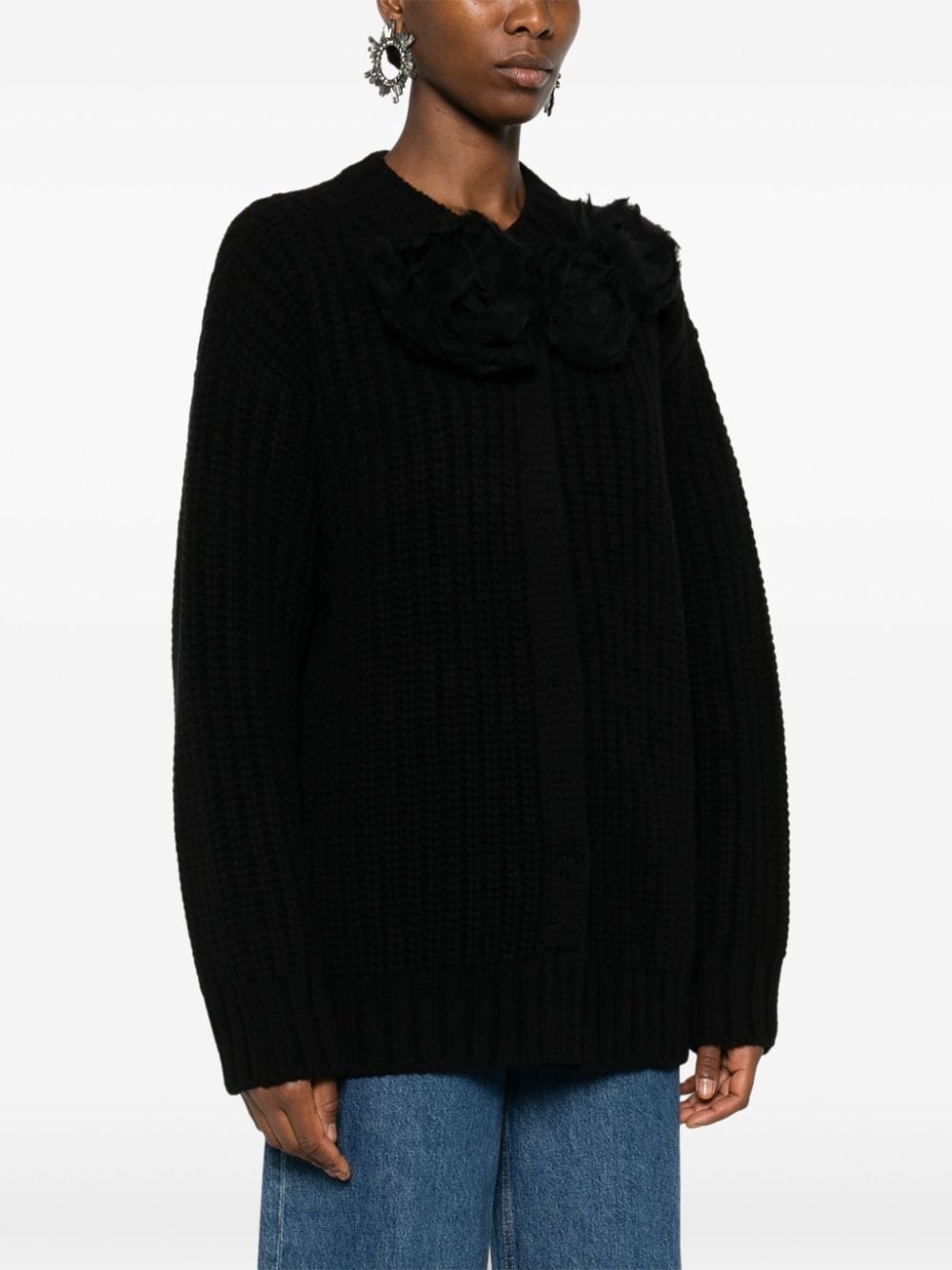 floral-appliquÃ© cardigan - 3