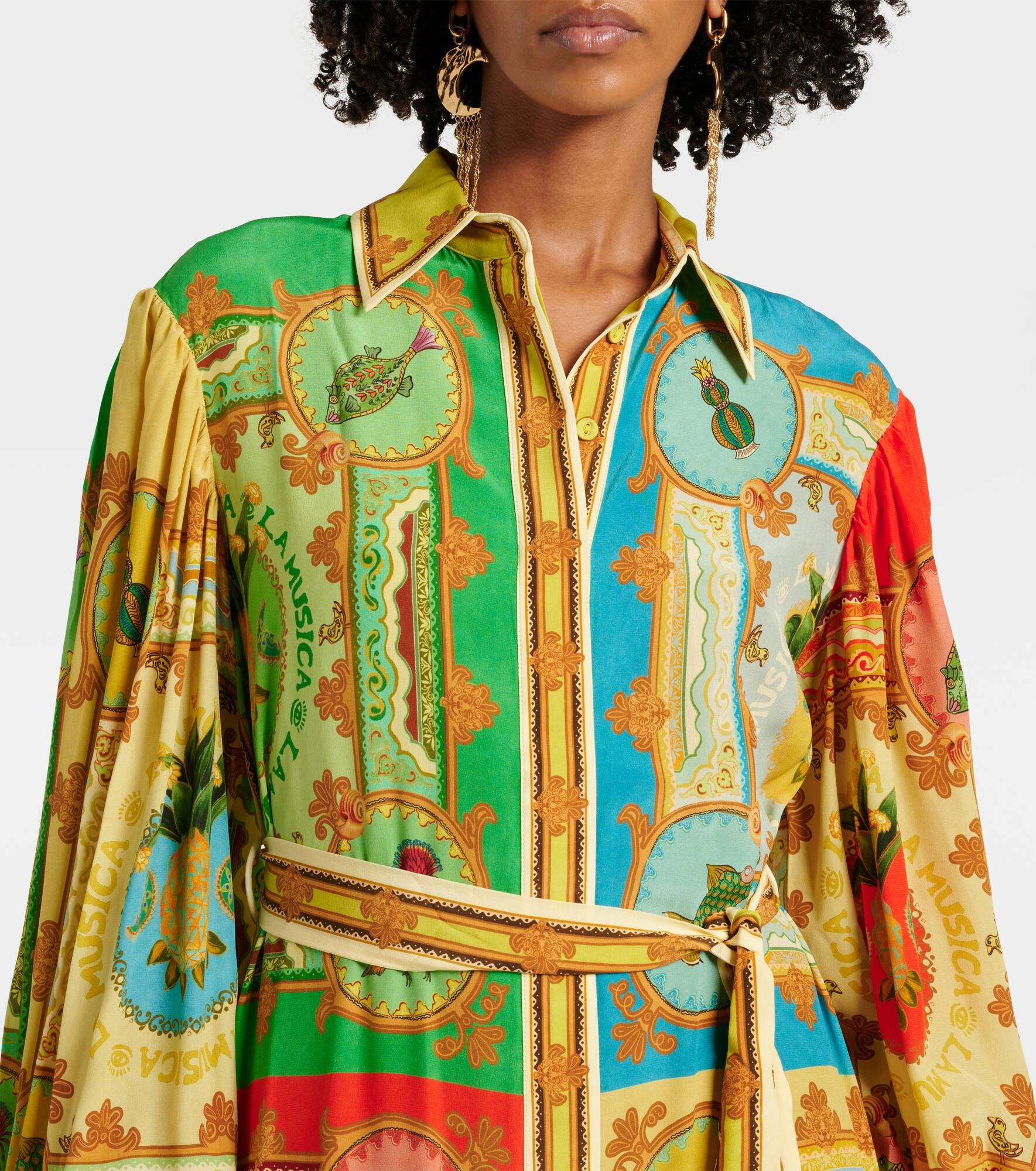 Monte printed linen shirt dress - 4