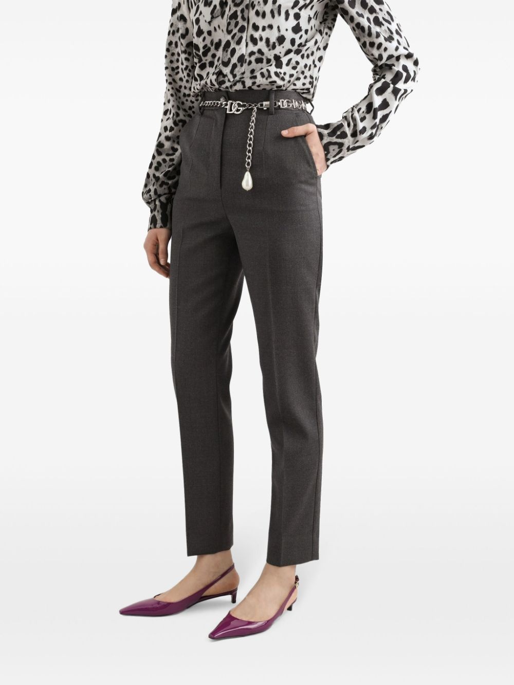 pressed crease straight-leg trousers - 4