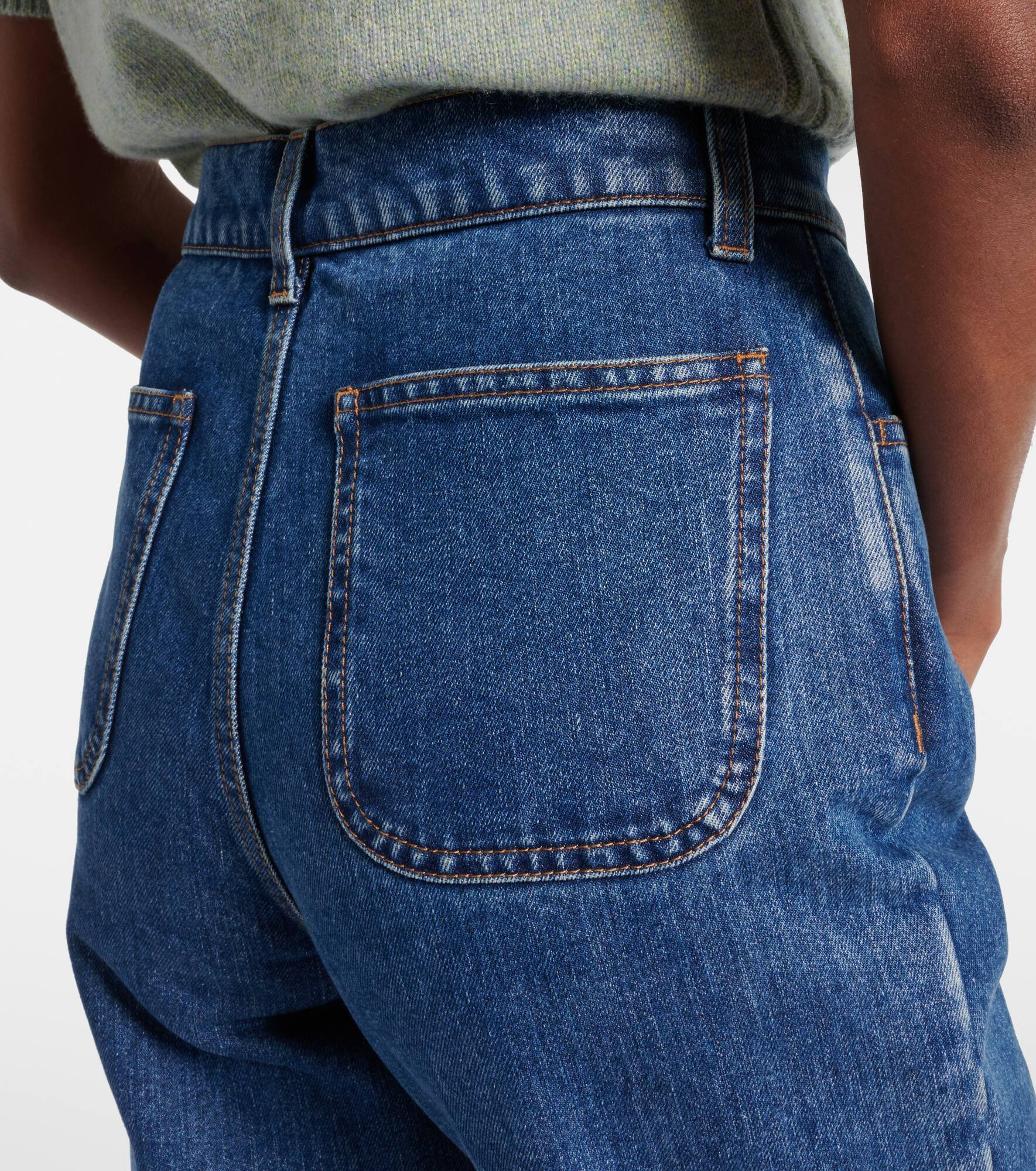 Mid-rise cotton and silk jeans - 5