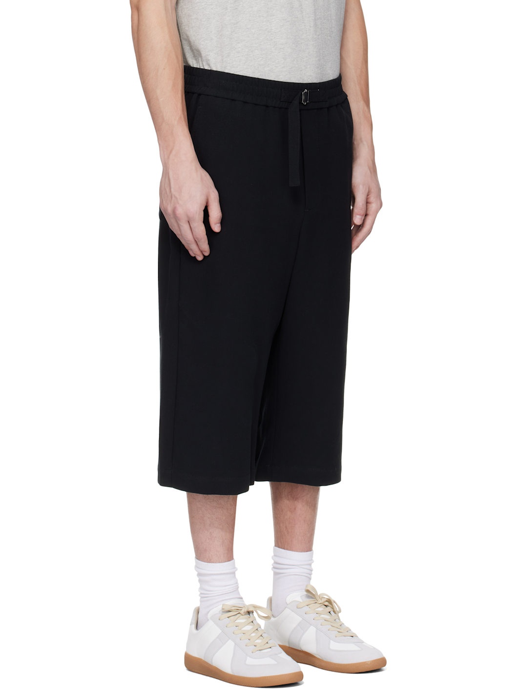 Black Elasticated Large Shorts - 2