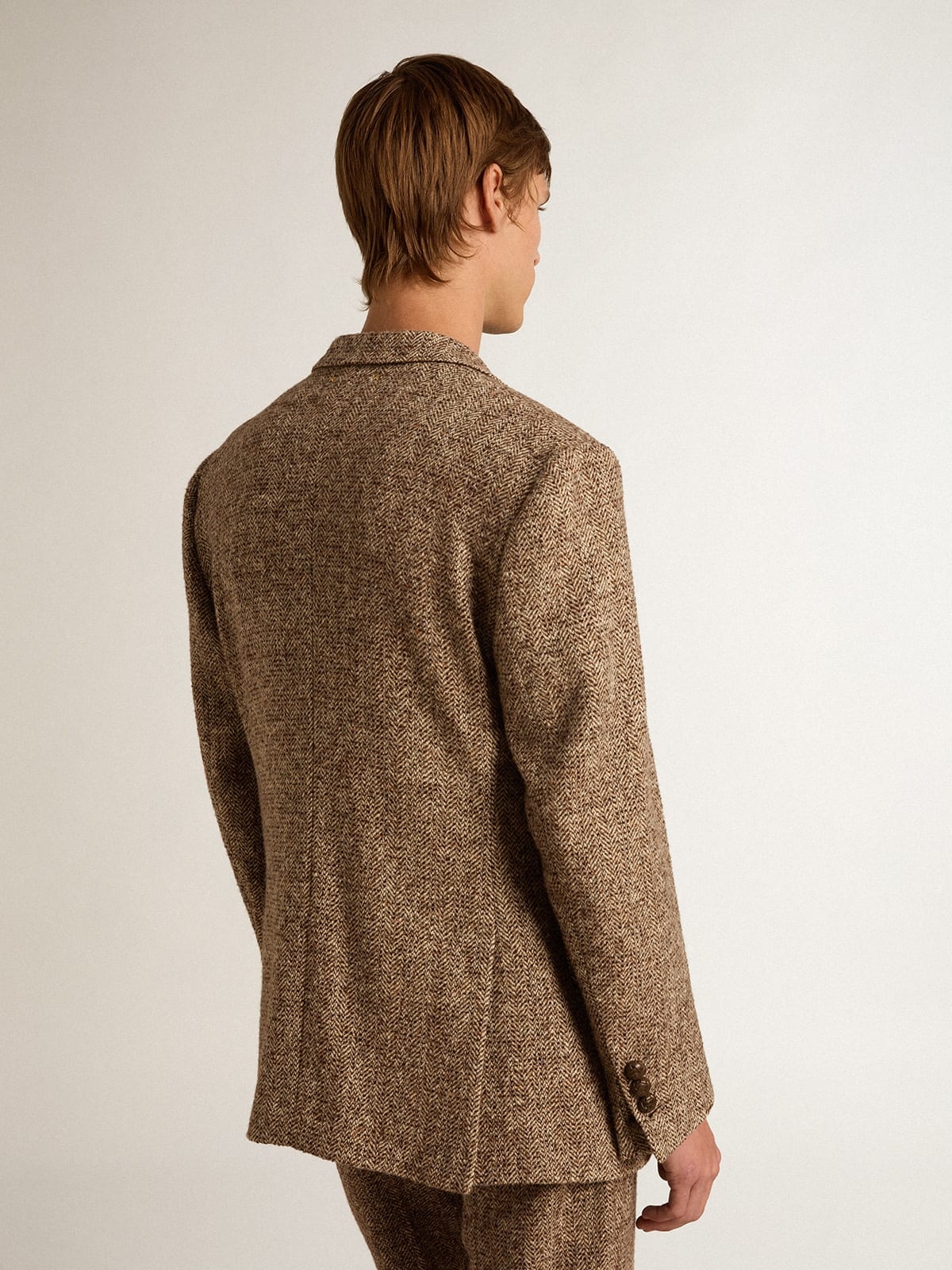Men’s brown double-breasted blazer with button fastening - 4