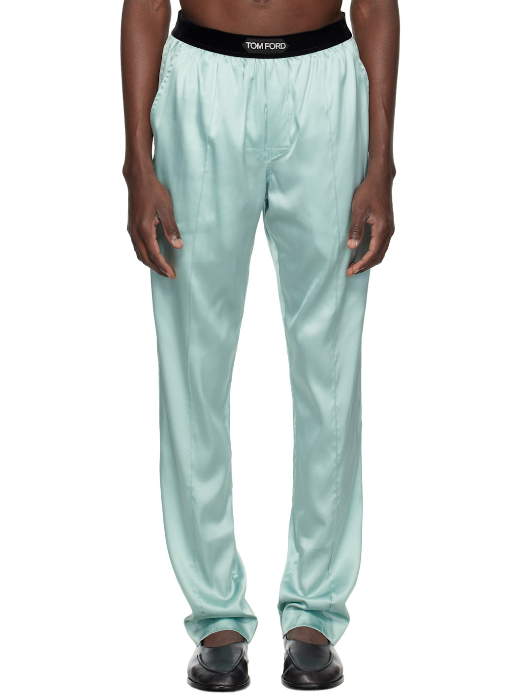 Green Stretch Silk Satin Pyjama Pants - 1