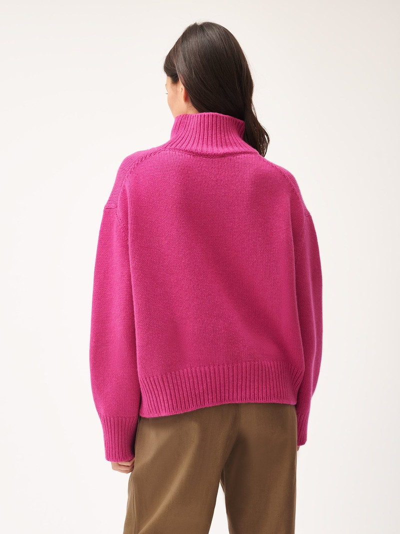 Women's Recycled Cashmere Turtleneck Sweater - Tourmaline Pink 3