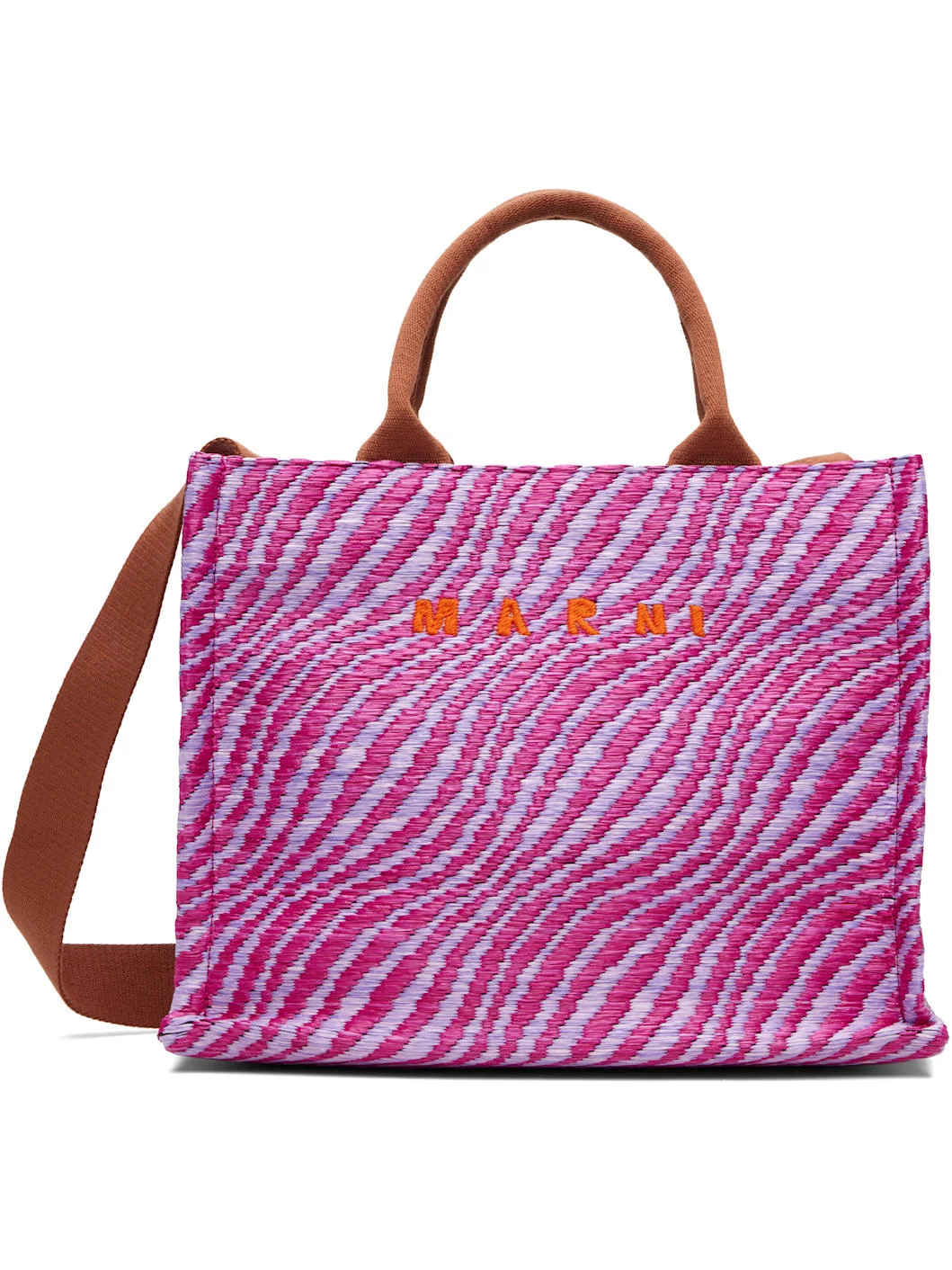 Pink Raffia-Effect Small Tote - 1
