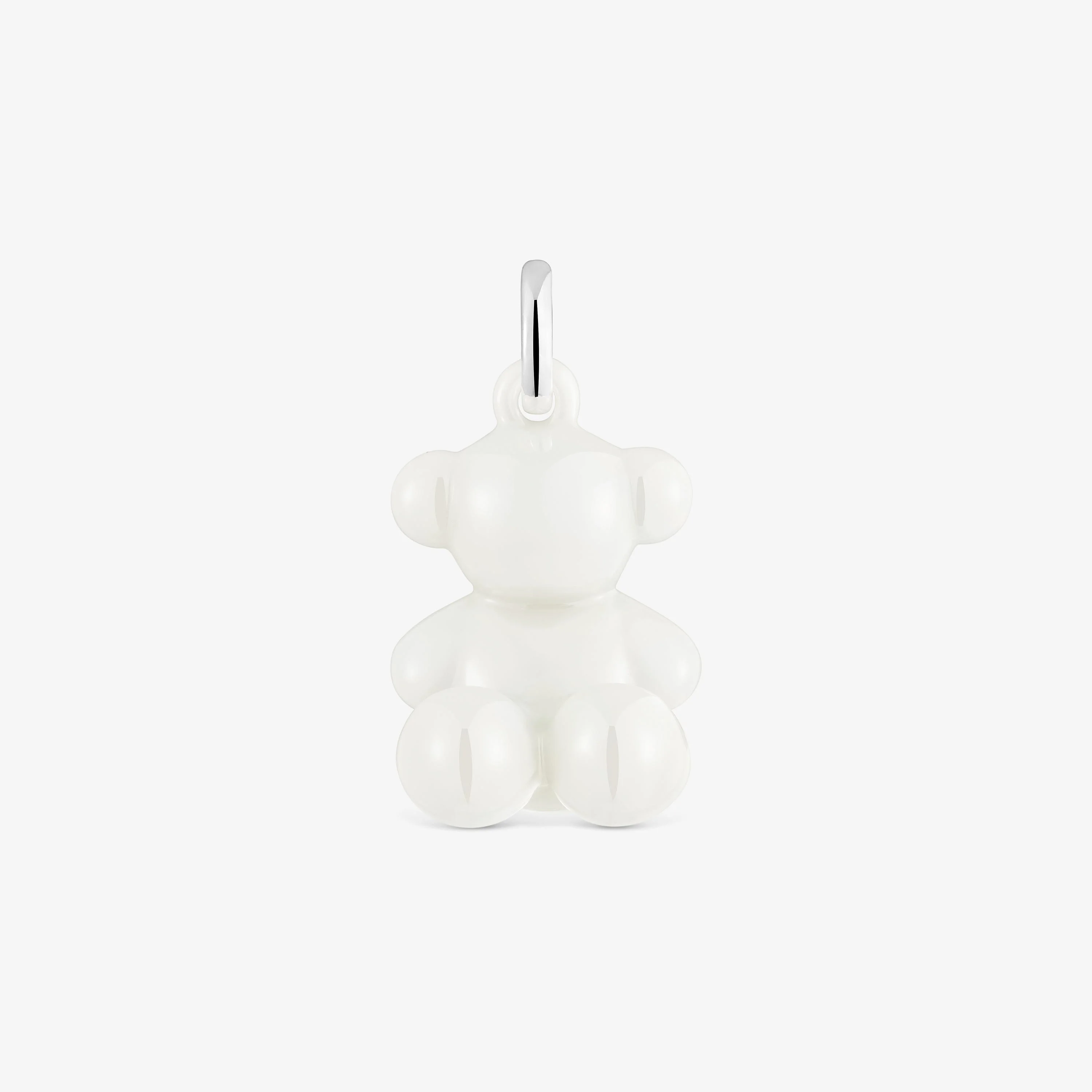 Silver and white ceramic Bear pendant Bold Bear - 1