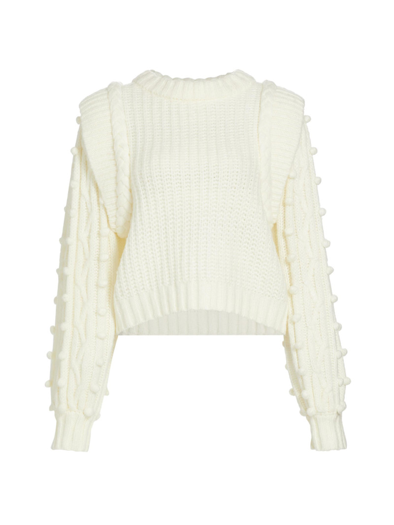 Women's Shaker-Stitch Cropped Sweater - Off White 1