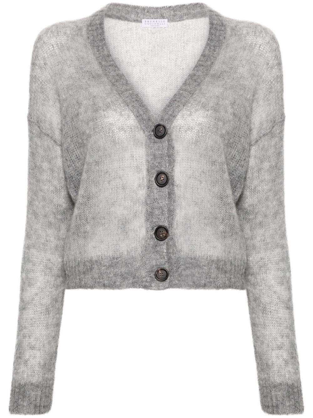 button-up cropped cardigan - 1