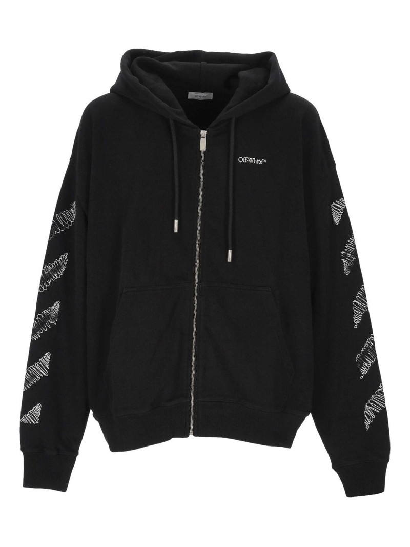 scribble-print zip-up hoodie 1
