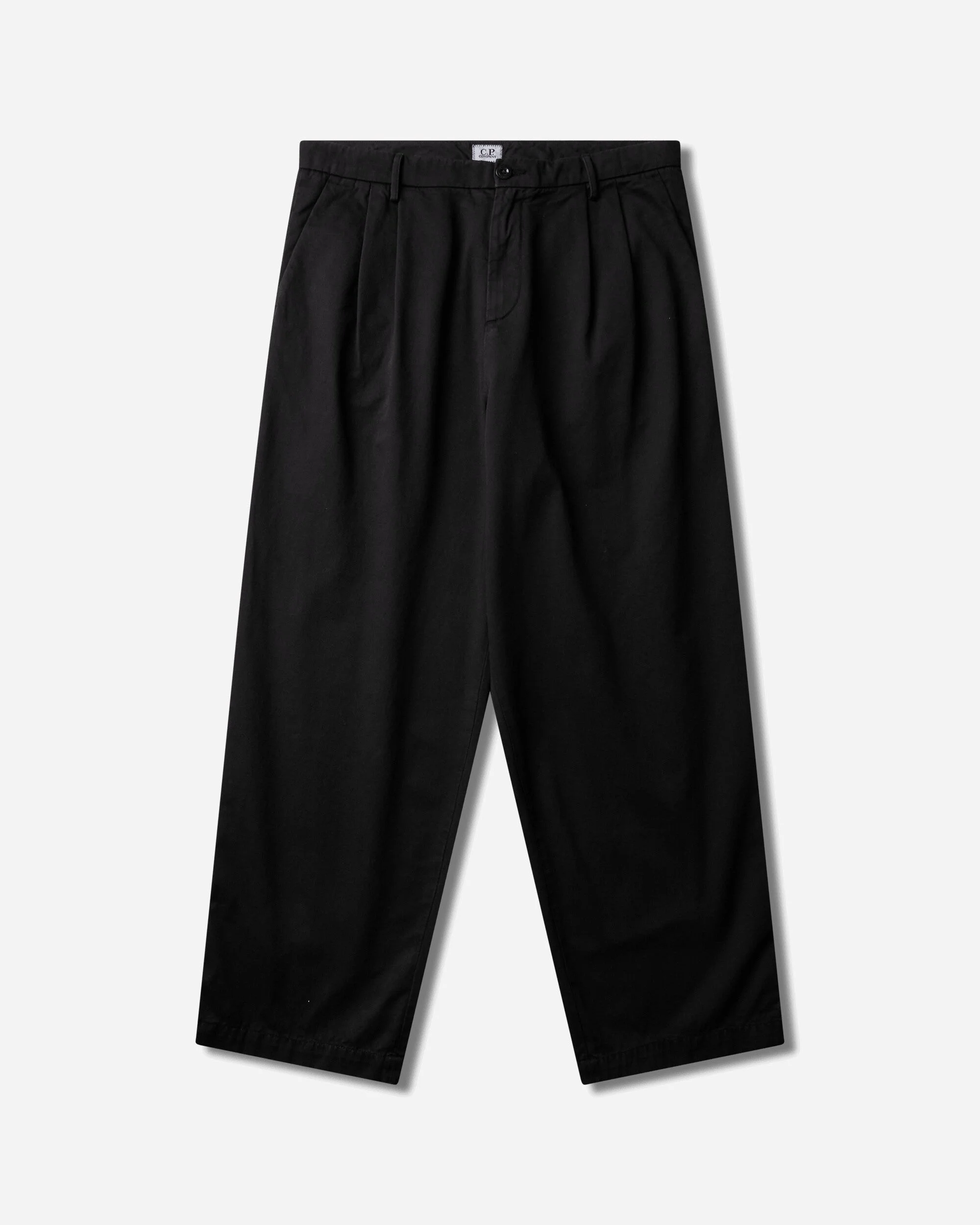 Men's Cotton Gabardine Boxy Pleats Pants Black - 1