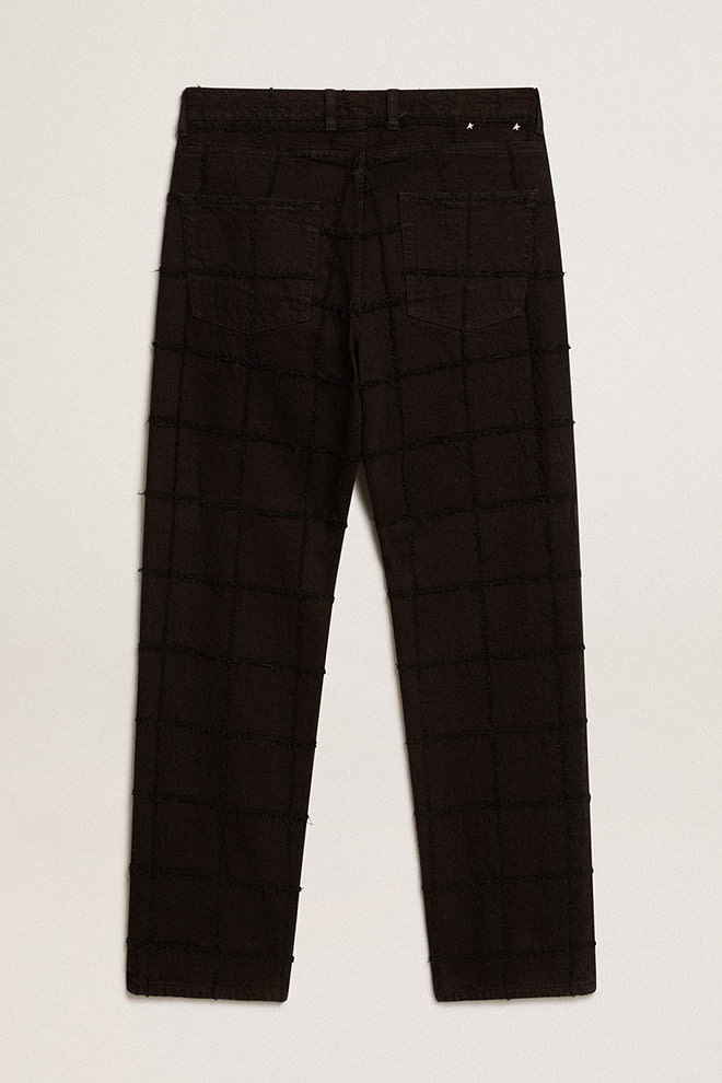 Black cotton pants with 3D-effect checked pattern - 6