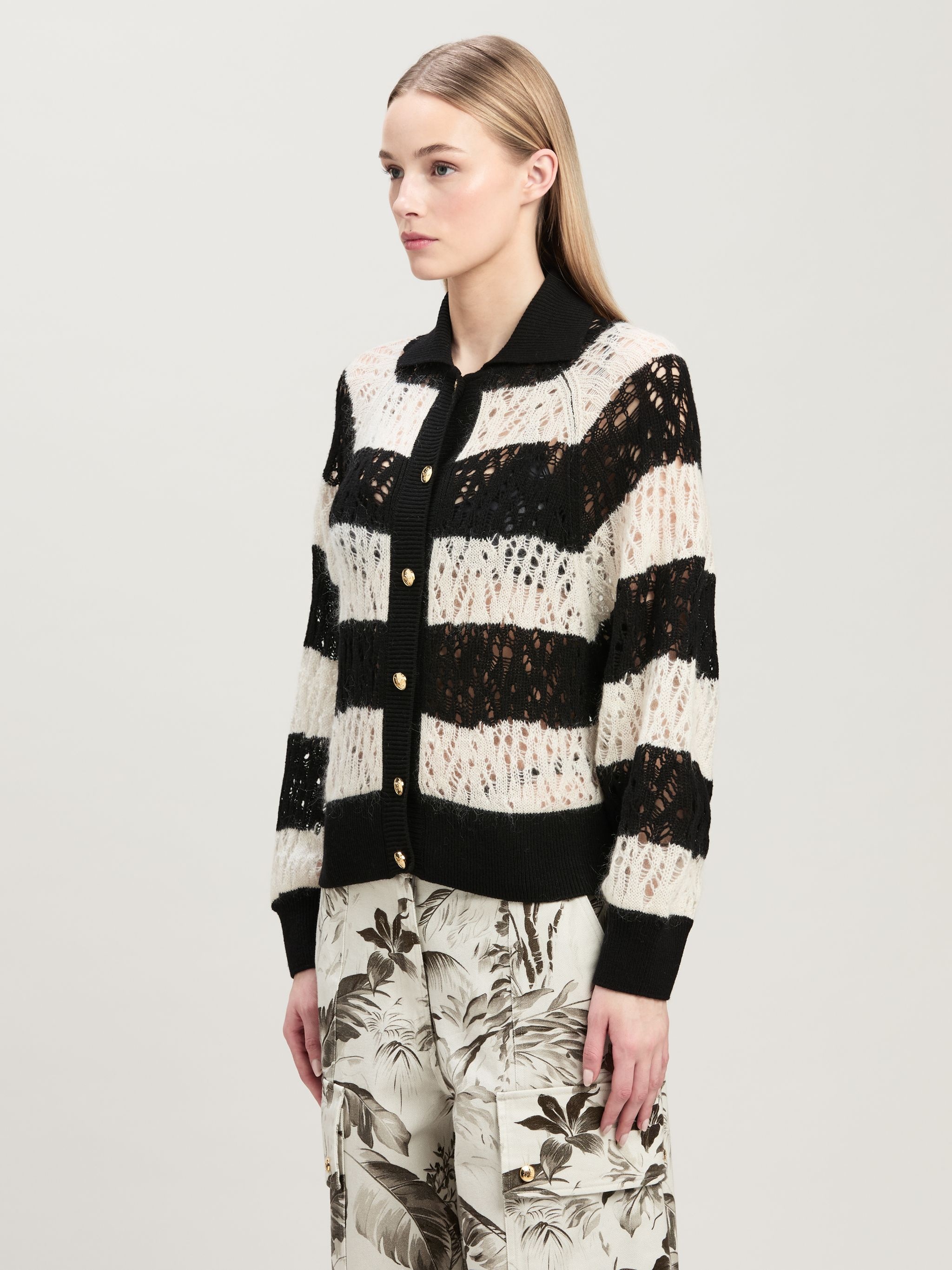 Gold Buttons Knit Cardigan - 4