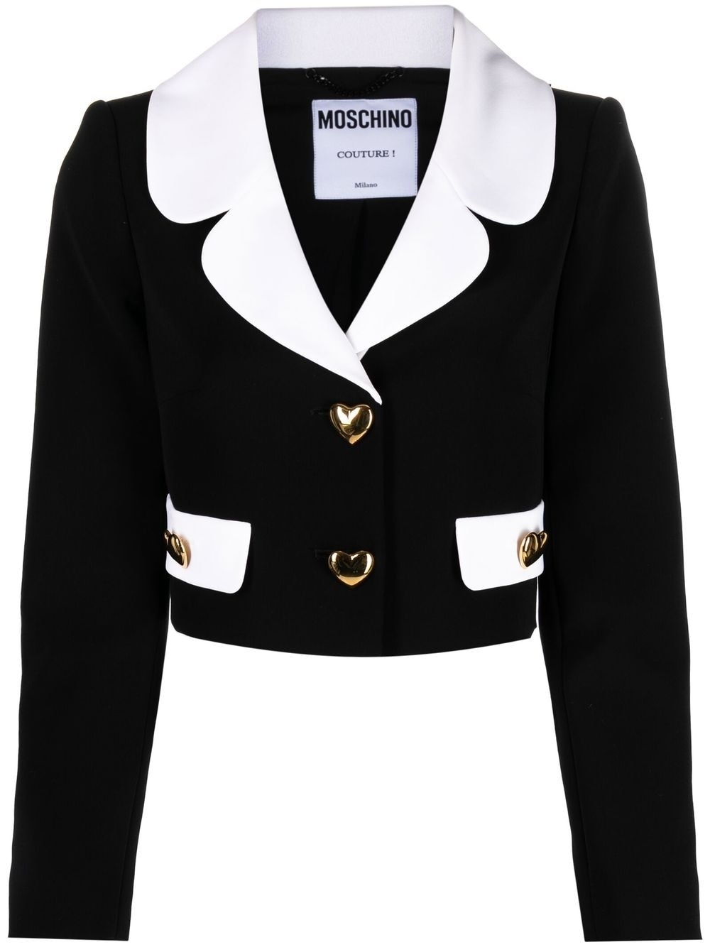 contrasting-collar cropped blazer - 1