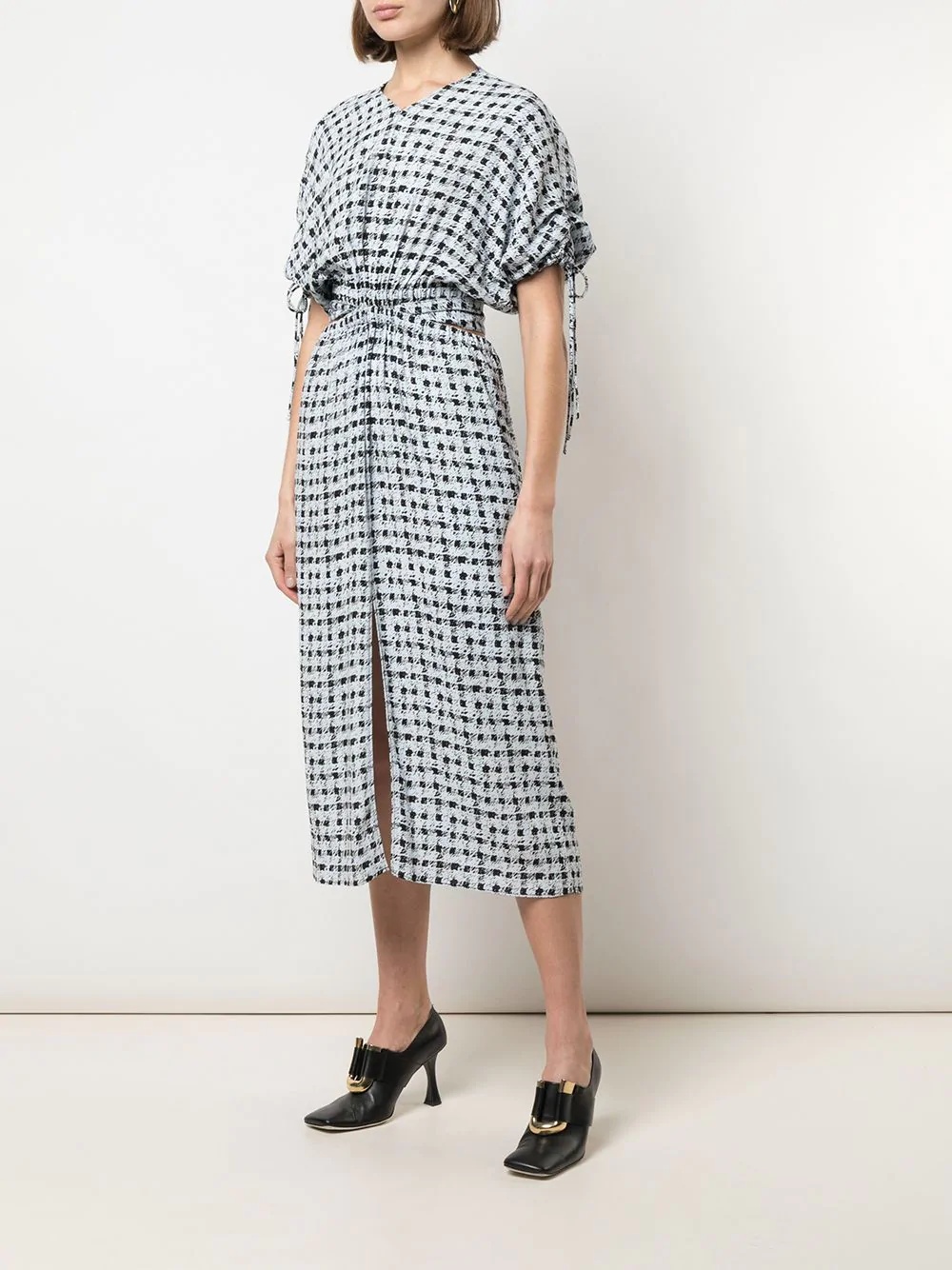 gingham check cut-out dress - 3