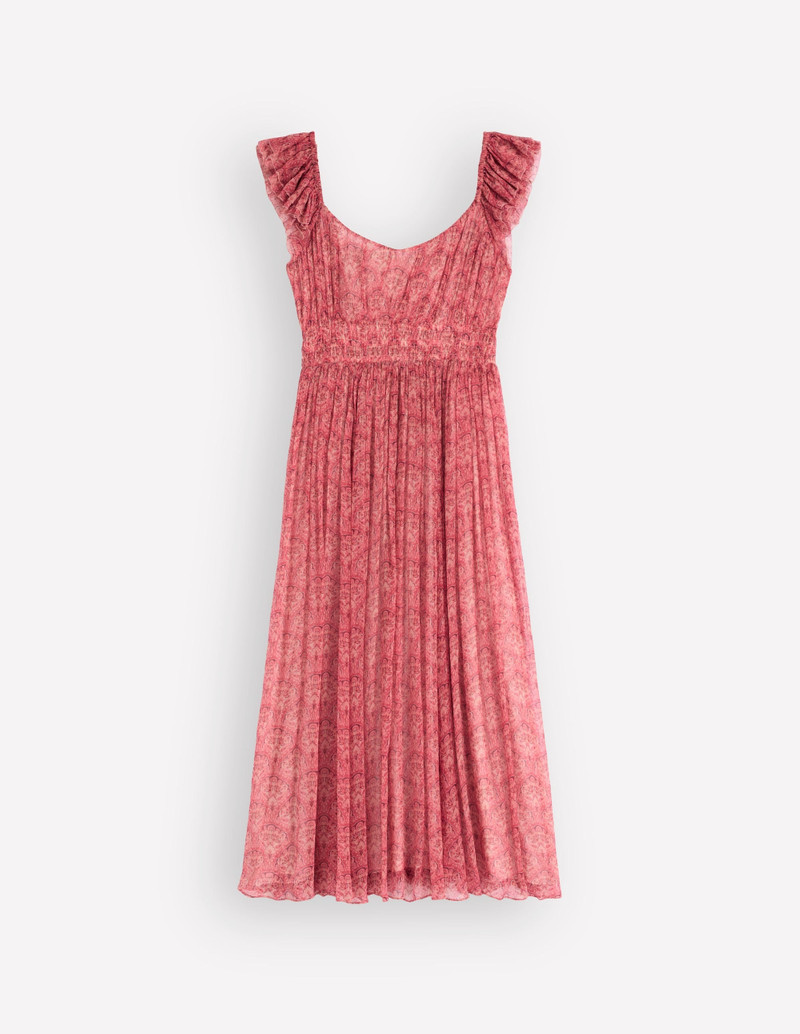 Crinkle Chiffon Maxi Dress-Pink Paradise Gardens 1