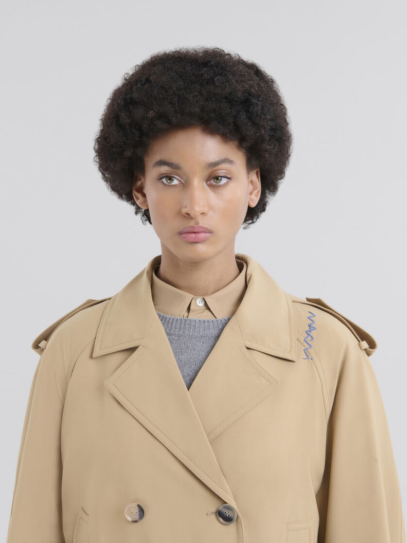 SHORT BEIGE WOOL BLEND TRENCH WITH MARNI SYMBOL - 4