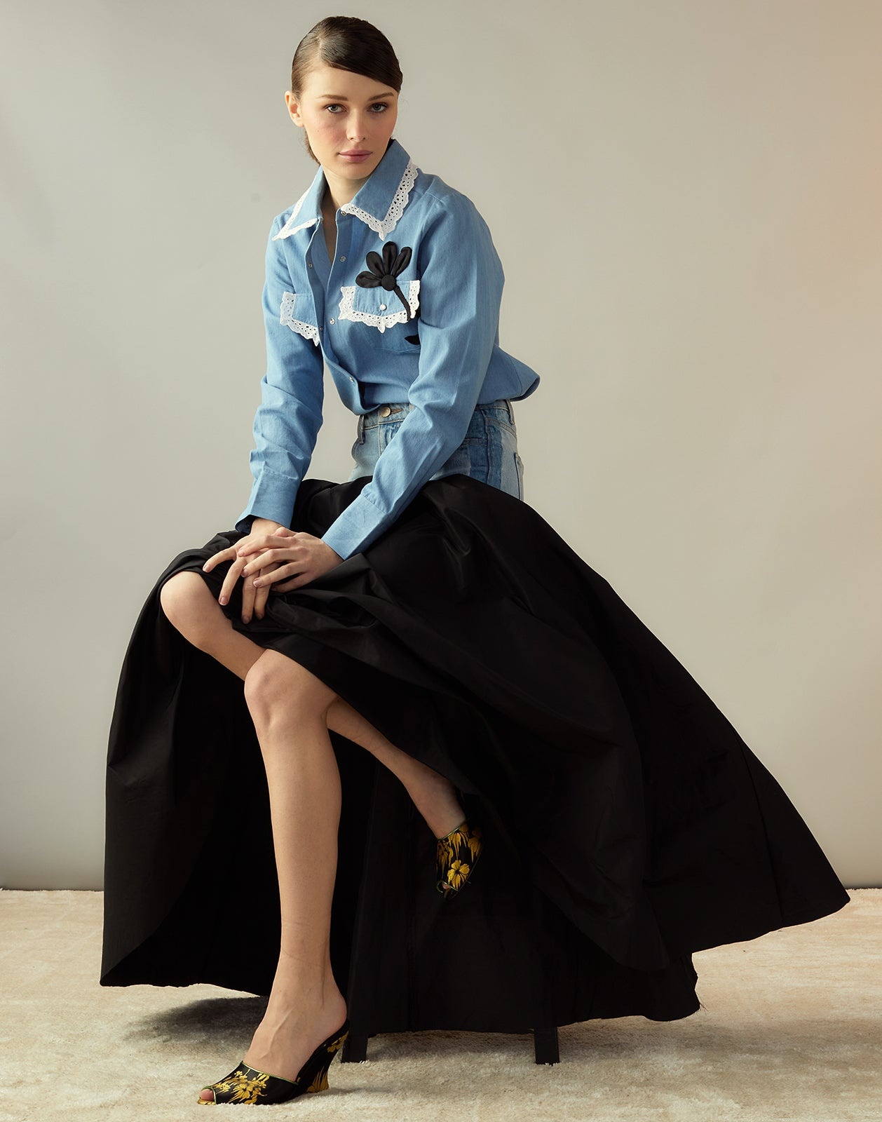 Denim Taffeta Skirt - 8