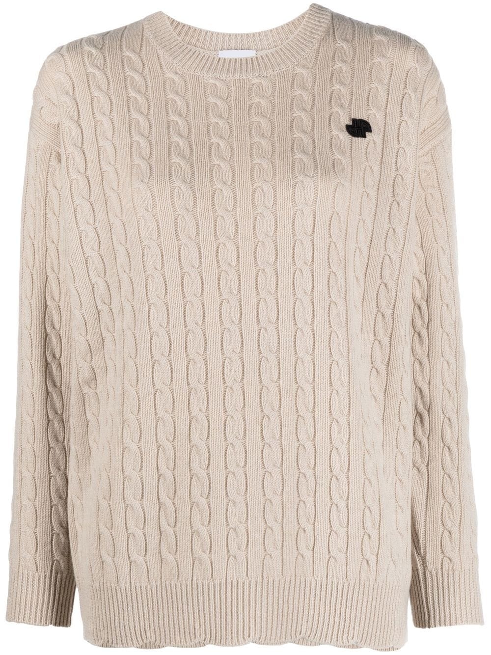 logo-patch cable-knit jumper - 1