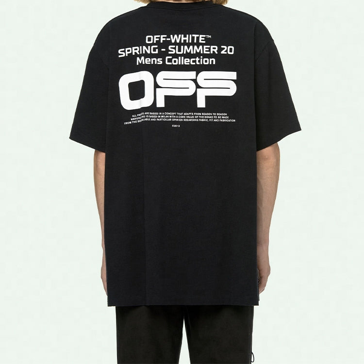 Off-White Wavy Line White T-Shirt Printing Short Sleeve Loose Fit Black OMAA038R201850041001 - 4