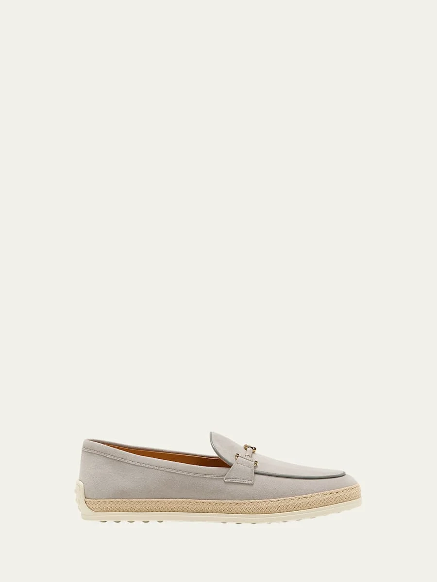 Gomma Suede T-Ring Espadrille Driver Loafers - 1