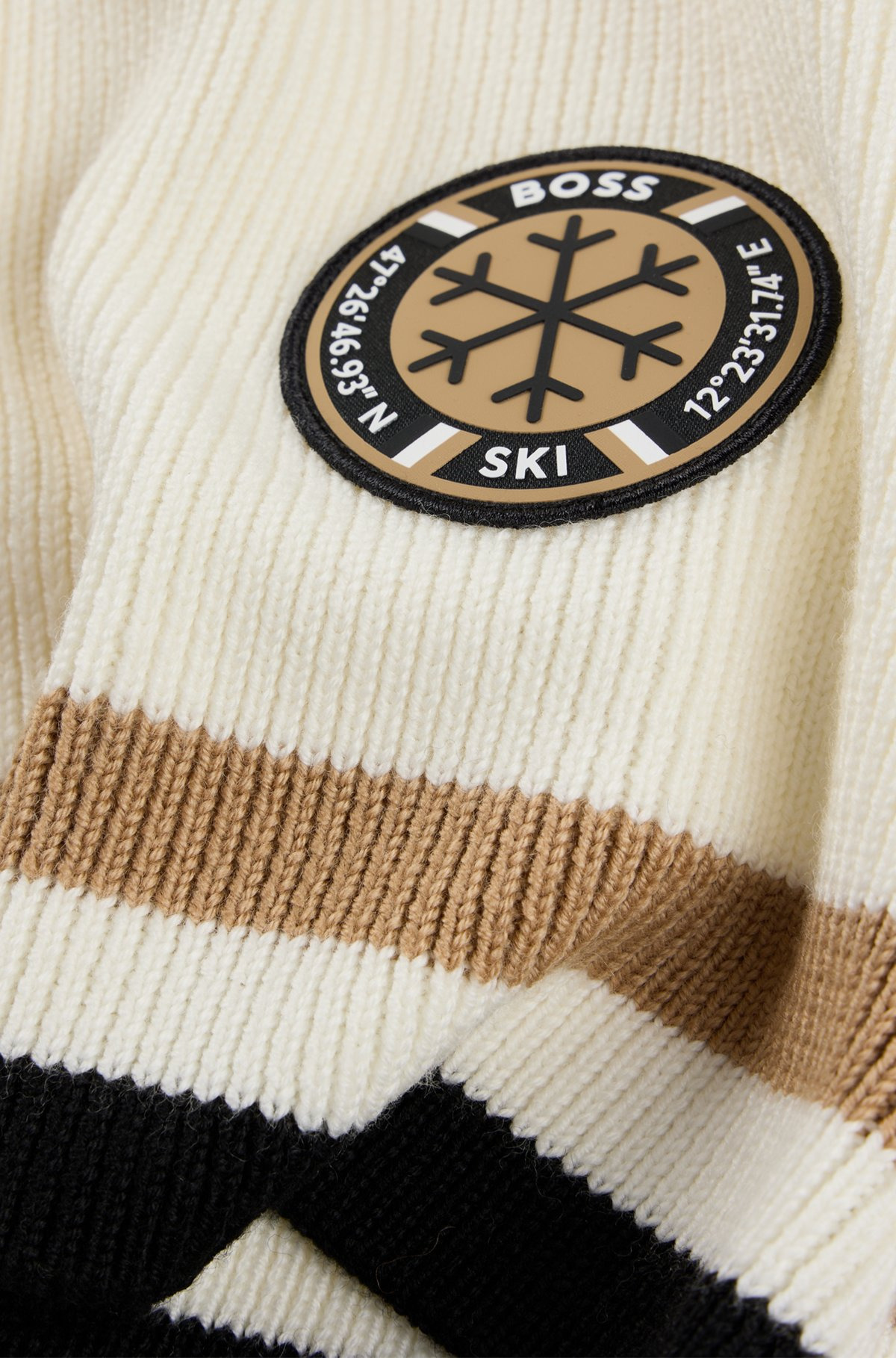 BOSS SKI VIRGIN-WOOL SCARF WITH LOGO BADGE - 4