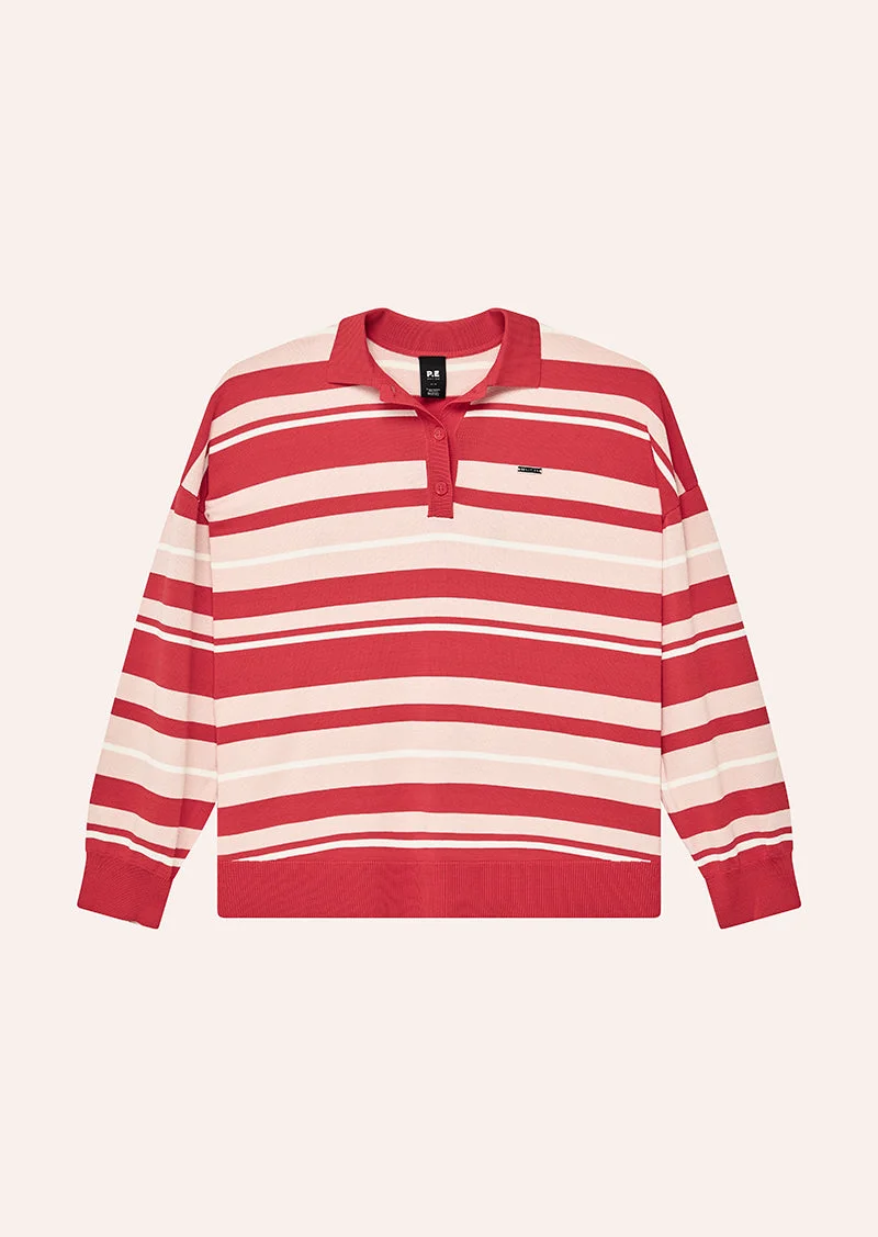 STRATA RUGBY KNIT IN STRAWBERRY STRIPE - 1