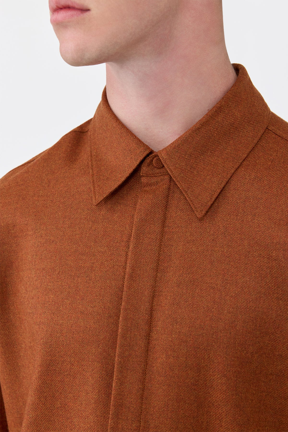 Abbe Shirt in Rust Virgin Wool Cashmere - 5