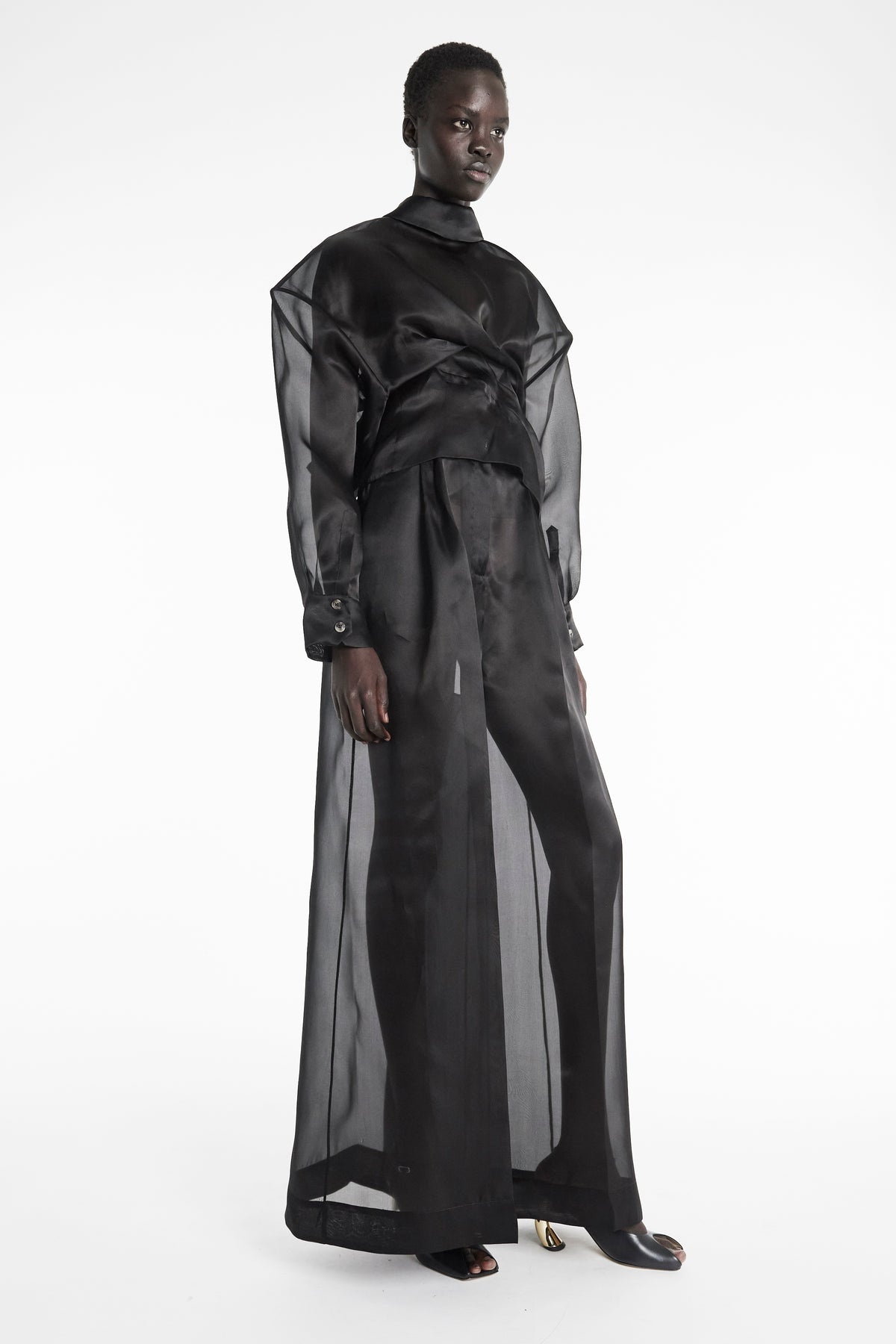 ORGANZA TWISTED SHIRT BLACK - 3