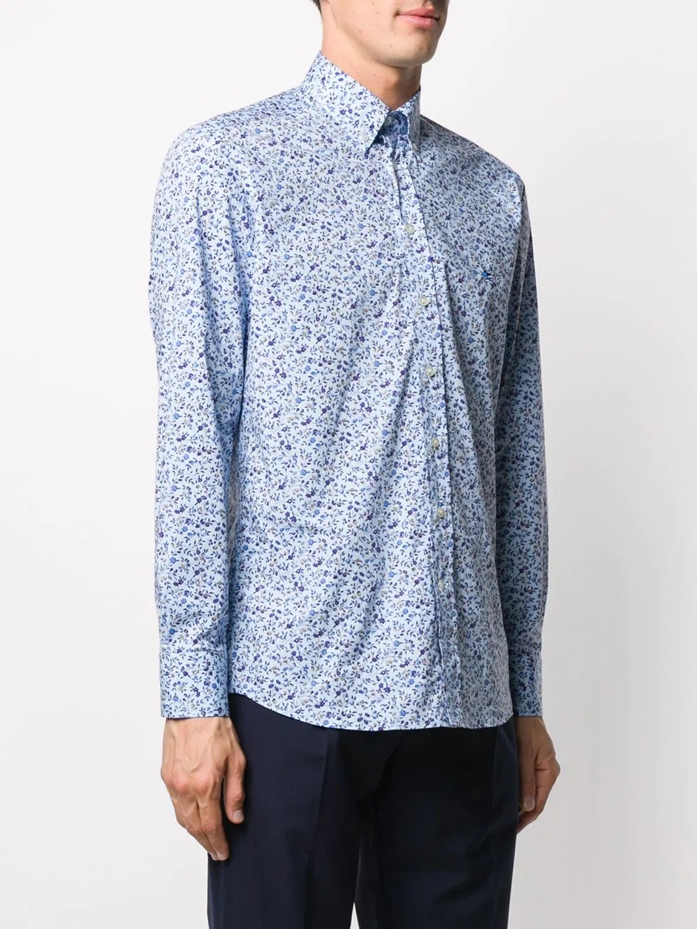 floral print long-sleeved shirt - 3