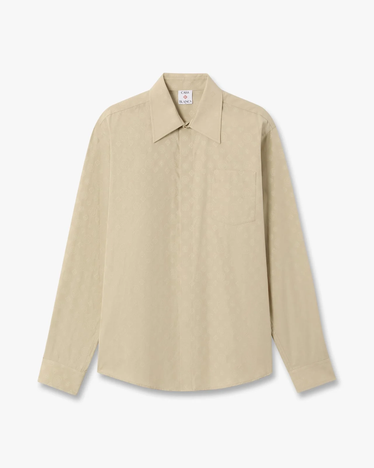 Beige Monogram Long Sleeve Shirt | Casablanca Paris - 1