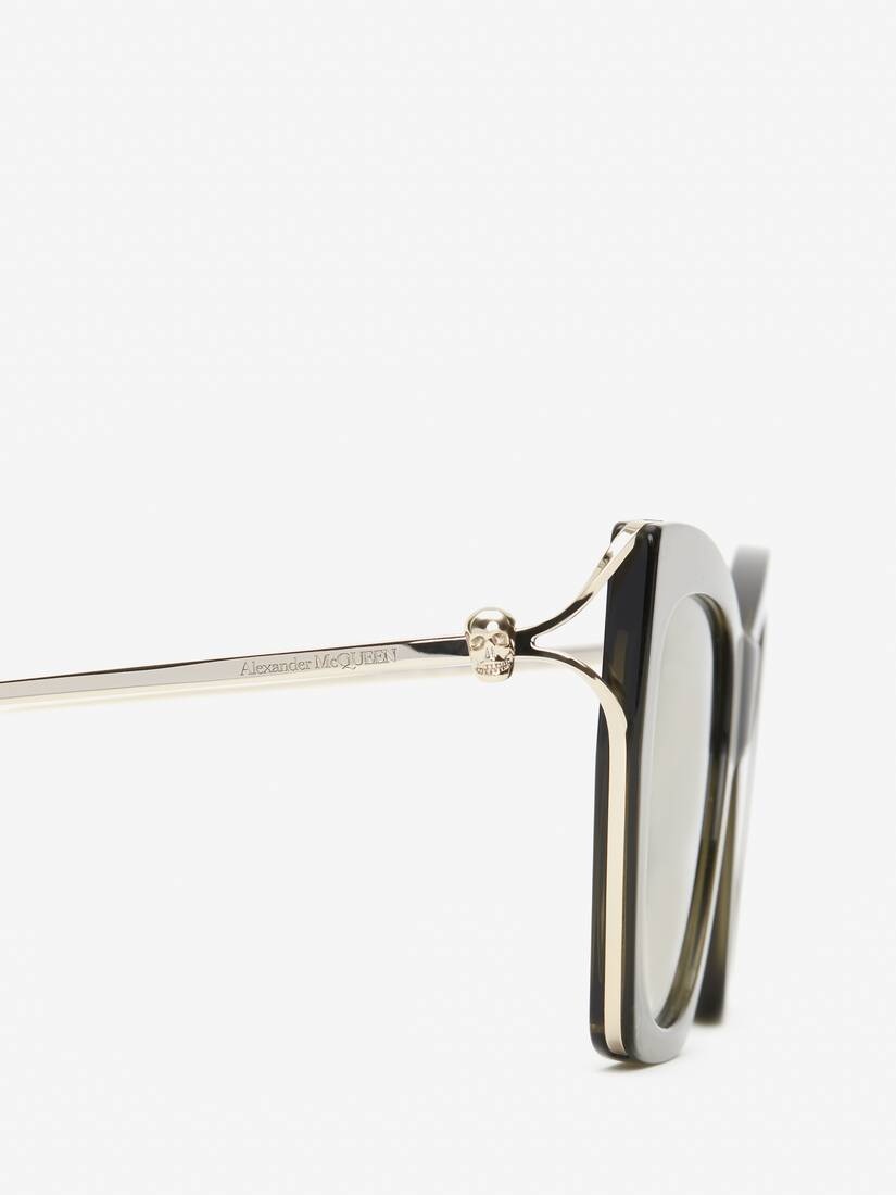 Women's Skull Hinge Soft Square Sunglasses in Green - 4