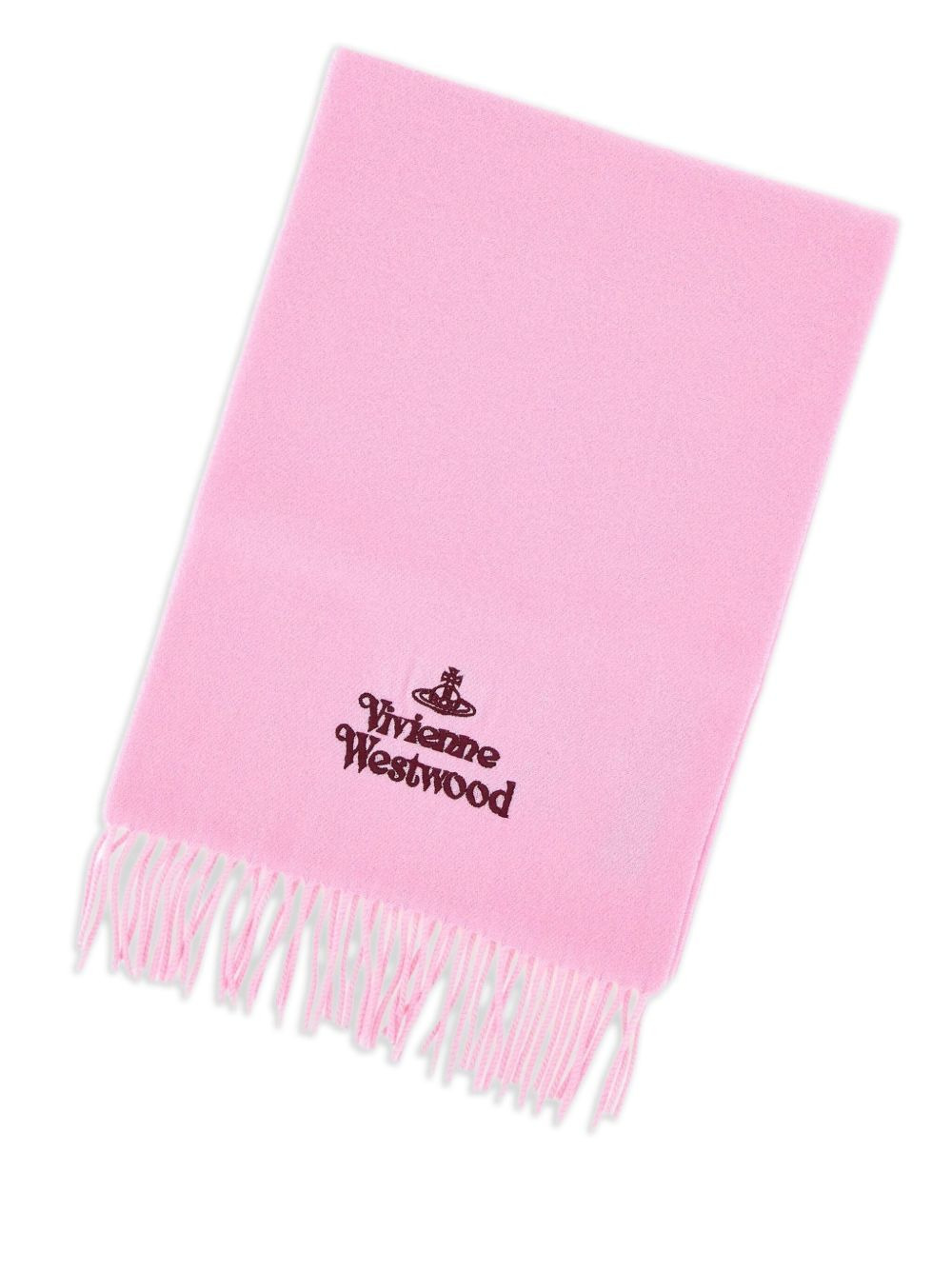 embroidered-logo fringed scarf - 4
