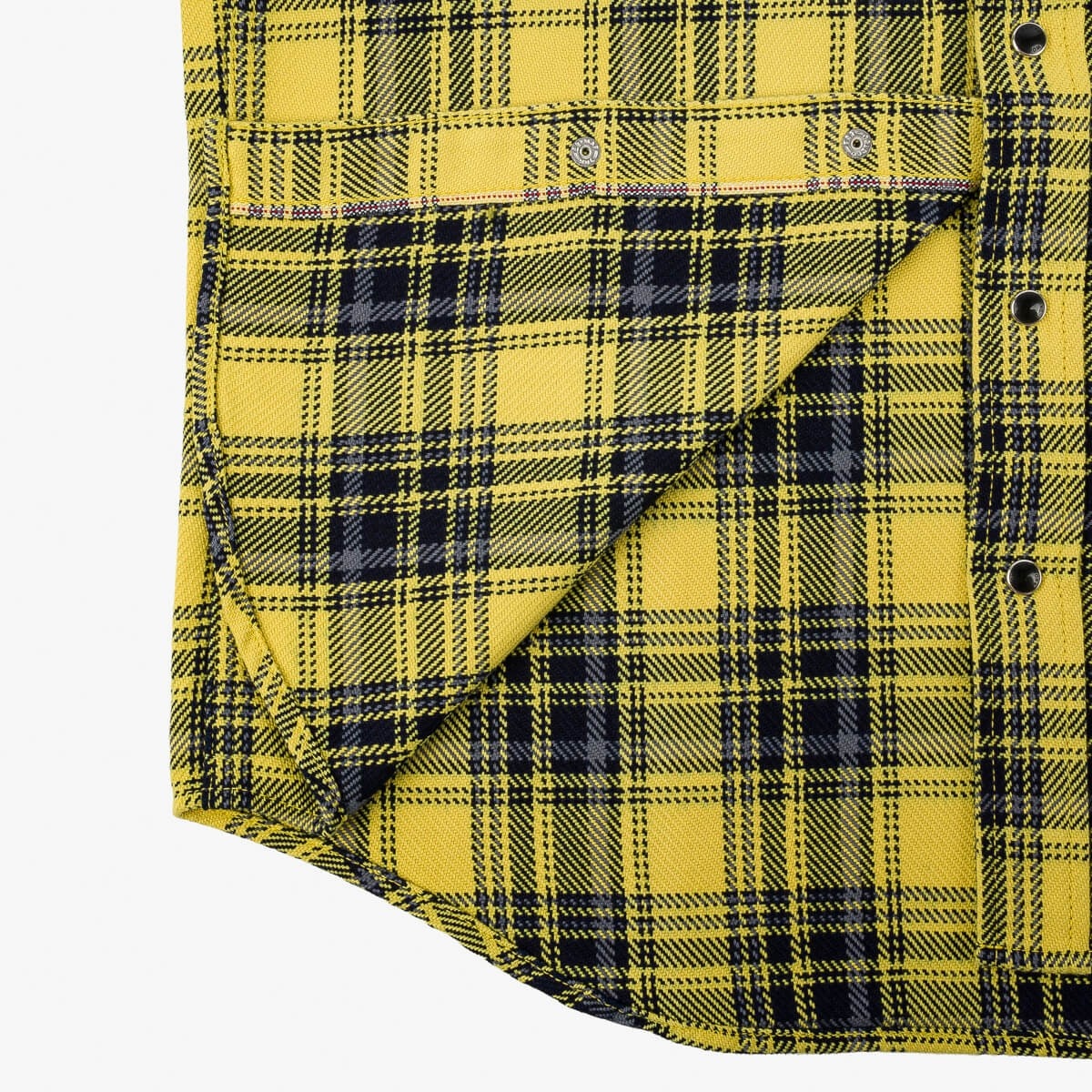 IHSH-411-YEL 9oz Selvedge Indigo Check Flannel Western Shirt - Yellow - 12