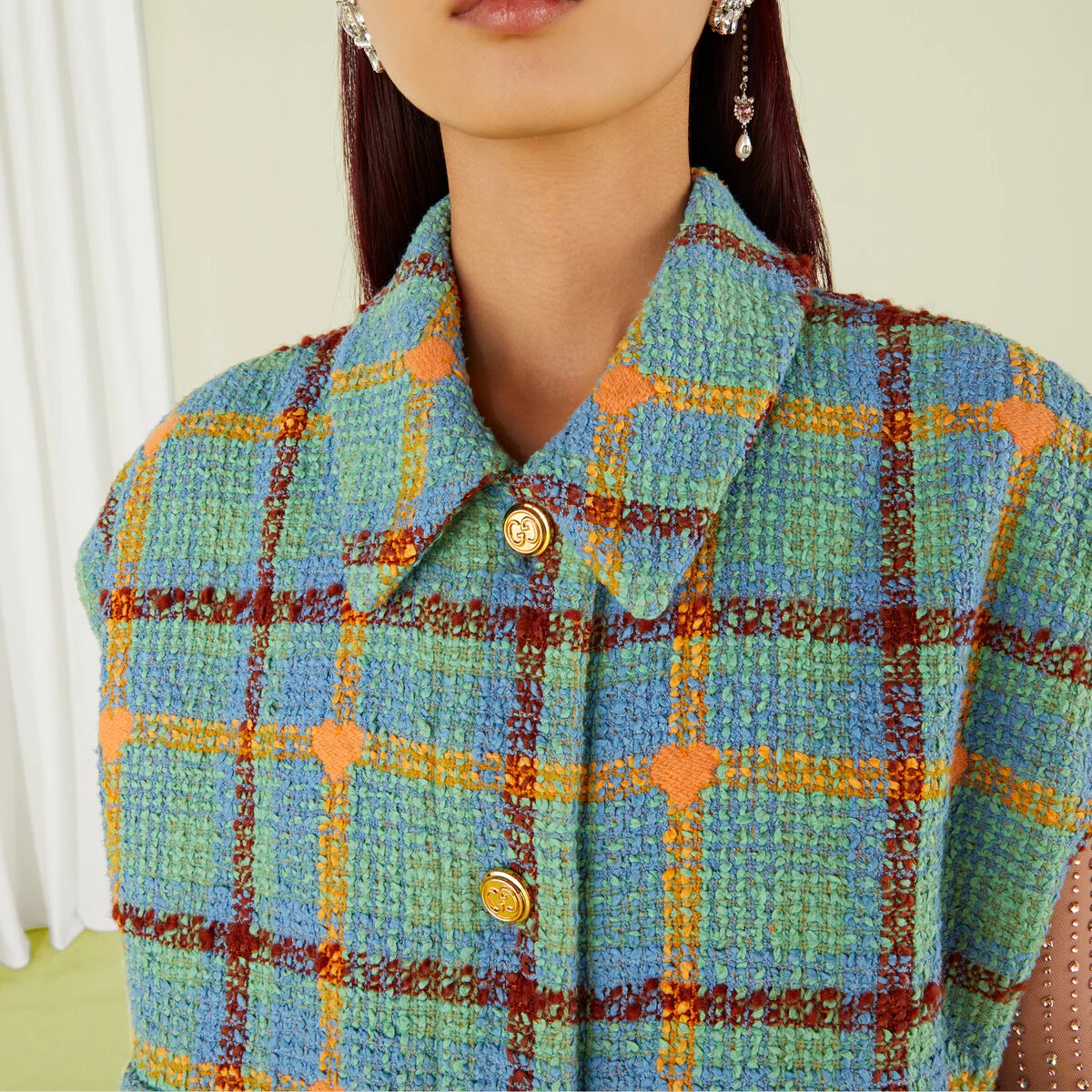 Gucci Lovelight heart check tweed gilet - 4