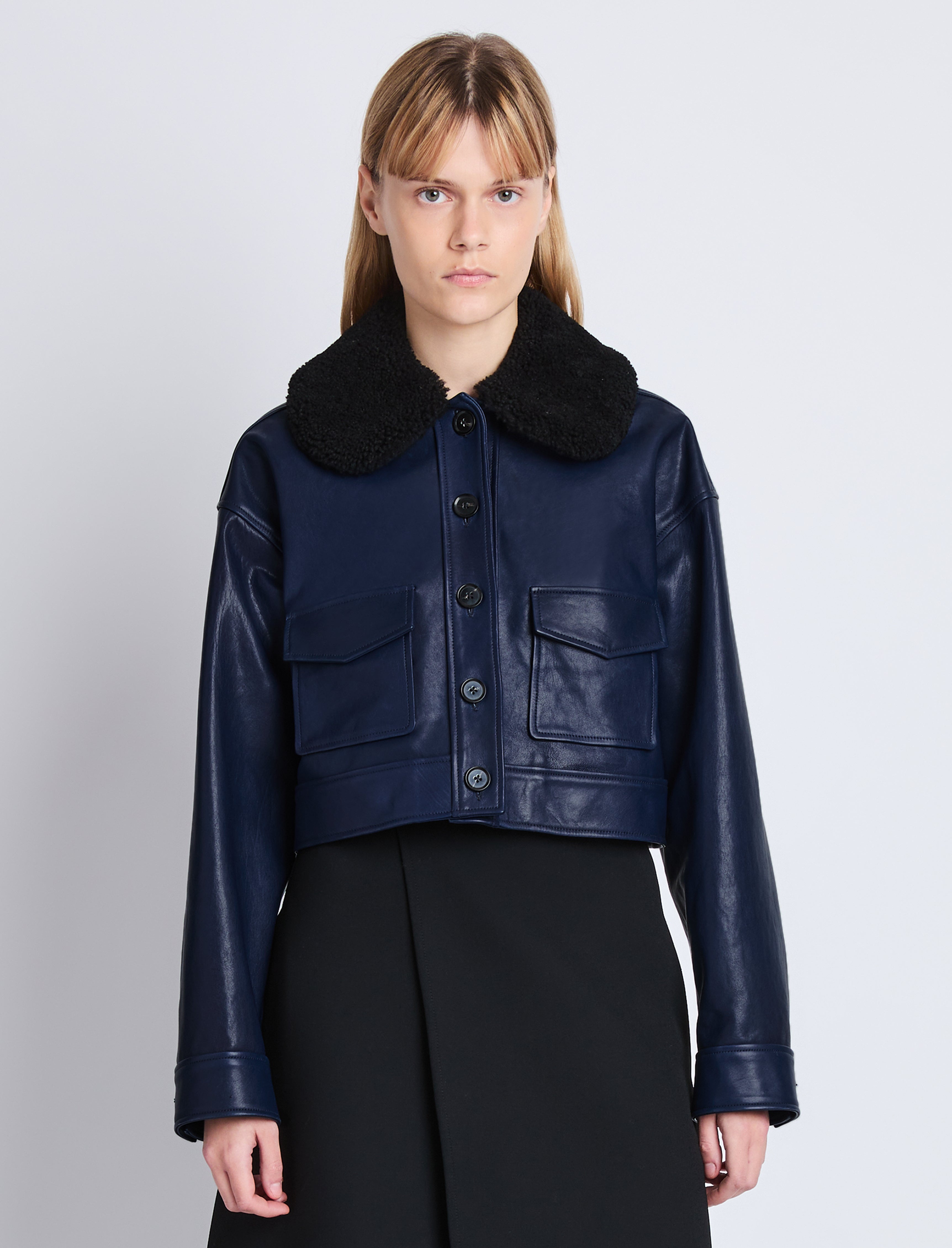 Judd Jacket With Shearling Collar in Leather - 2