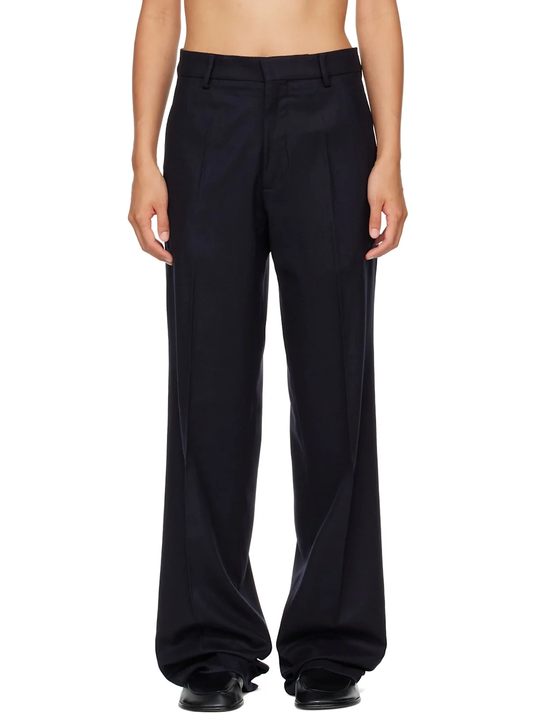 Navy Slim Trousers - 1